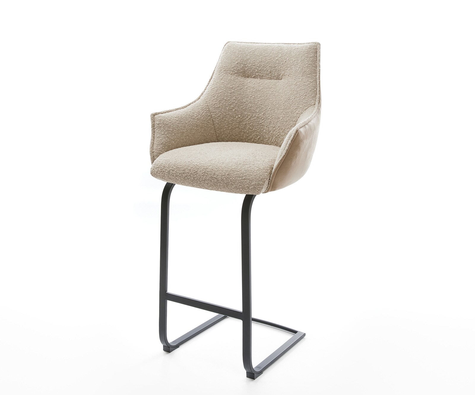 Barstoel Alja-Flex materiaalmix microvezel Mud / bouclé Mud vrijstaand vlak metaal zwart pocketvering 1
