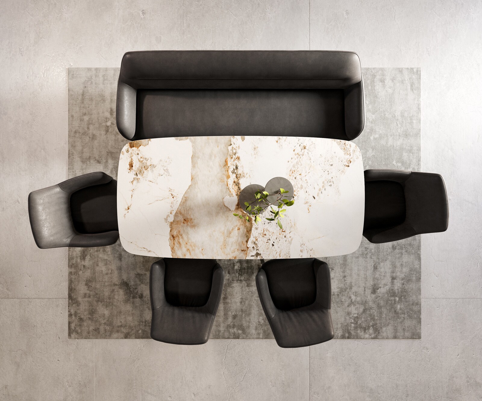 Eetkamerbank Taya-Flex 200 cm microvelours anthraciet vintage platte sledebasis afwerking met titaniumeffect pocketvering 5