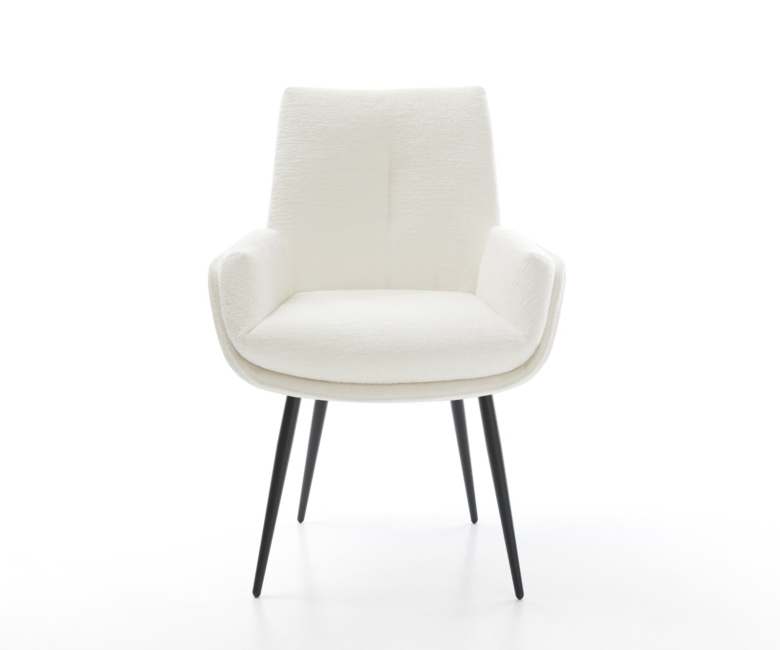 Eetkamerstoel Clea-Flex bouclé zacht beige 4-poot conisch zwart pocketveer kern 2
