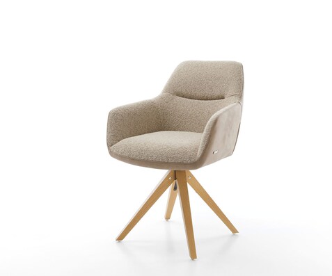 Draaistoel Pejo-Flex materiaalmix mud houten frame hoekig wit 360° draaibaar pocketveer kern