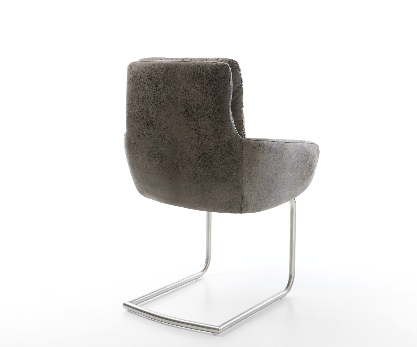 Sledemodel Abelia-Flex met armleuning microvelours grijs antiek sledemodel rond roestvrij staal 5