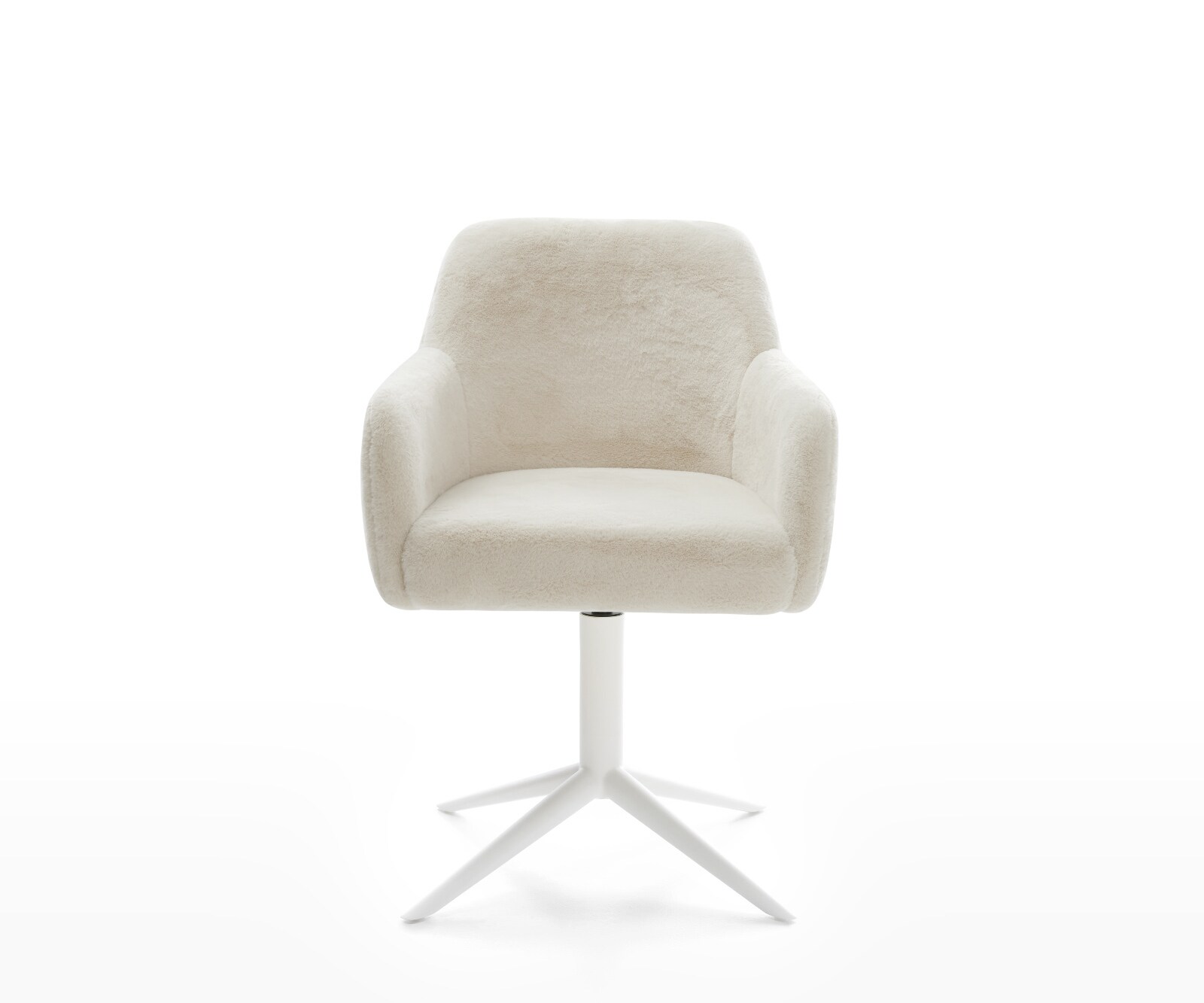 Draaistoel Greg-Flex pluchen crème-wit kruispoot wit 360° draaibaar rocker-functie pocketveer kern 2
