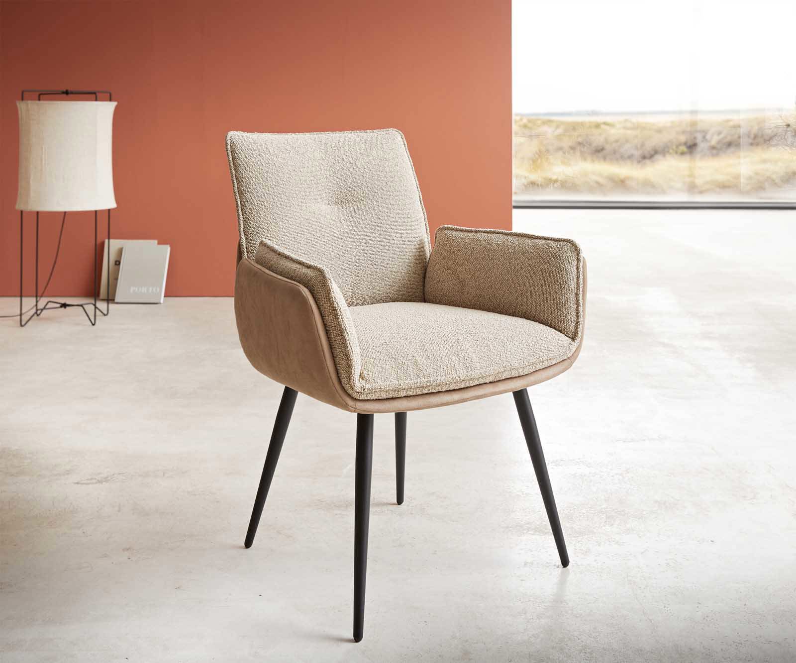 Eetkamerstoel Nela-Flex materiaalmix mud 4-poot conisch zwart