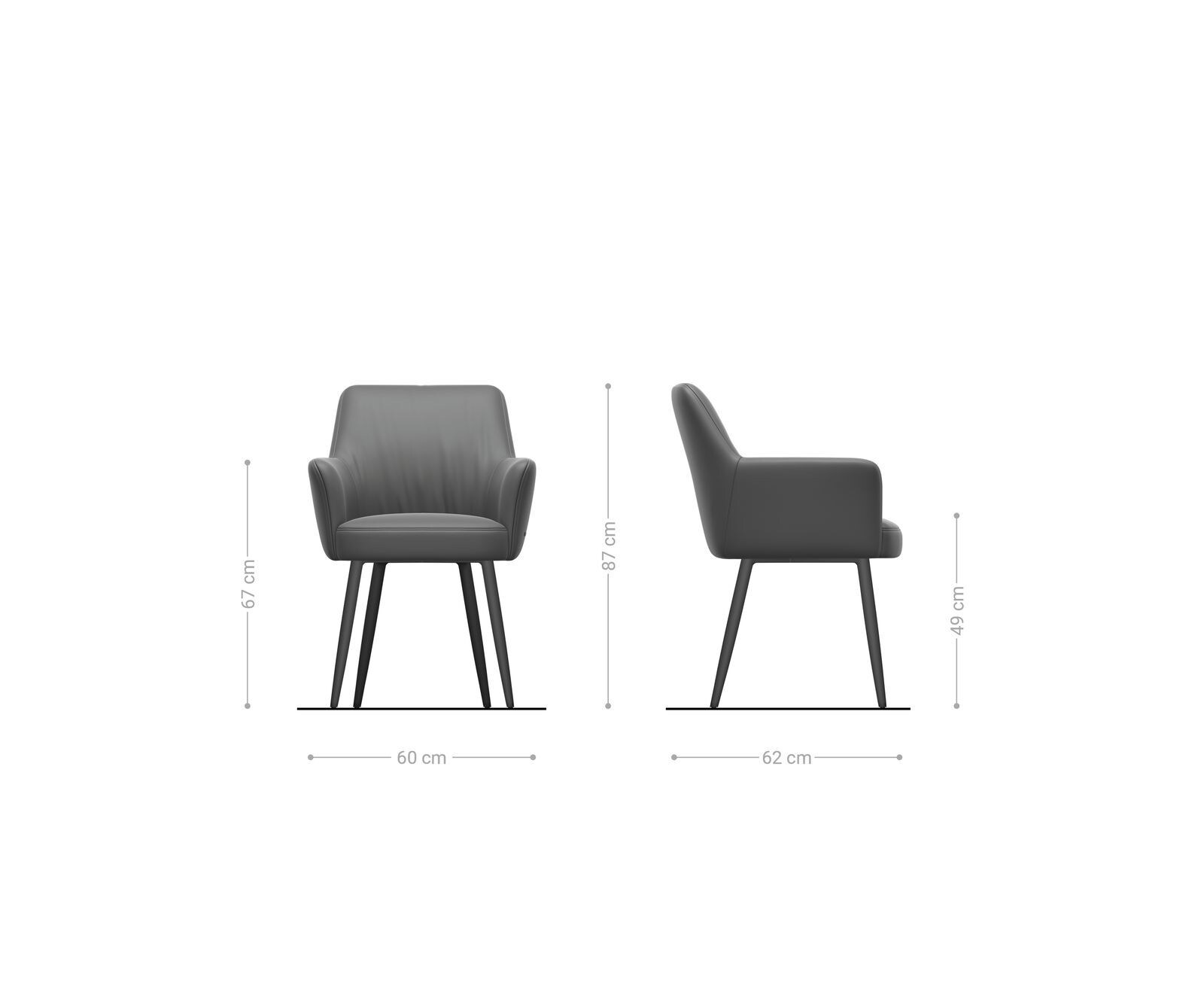 Eetkamerstoel Xana-Flex met armleuning koord zilver grijs 4-poot conisch roestvrij staal pocketveer kern 6