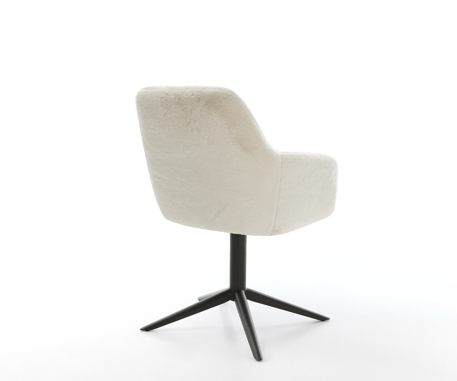 Draaistoel Pejo-Flex pluchen crème-wit kruispoot zwart 360° draaibaar rocker-functie pocketveer kern 5