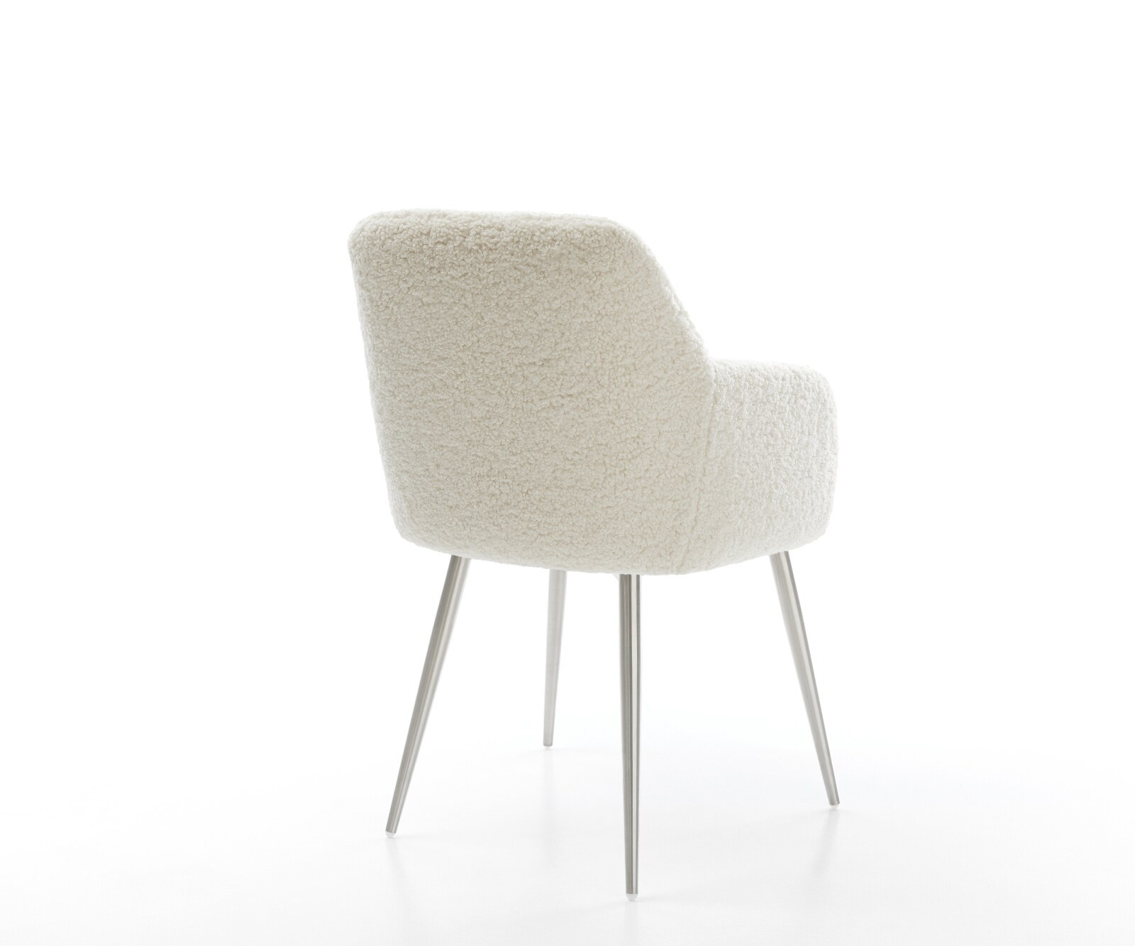 Eetkamerstoel Greg-Flex teddy beige 4-poot conisch roestvrij staal pocketveer kern 5