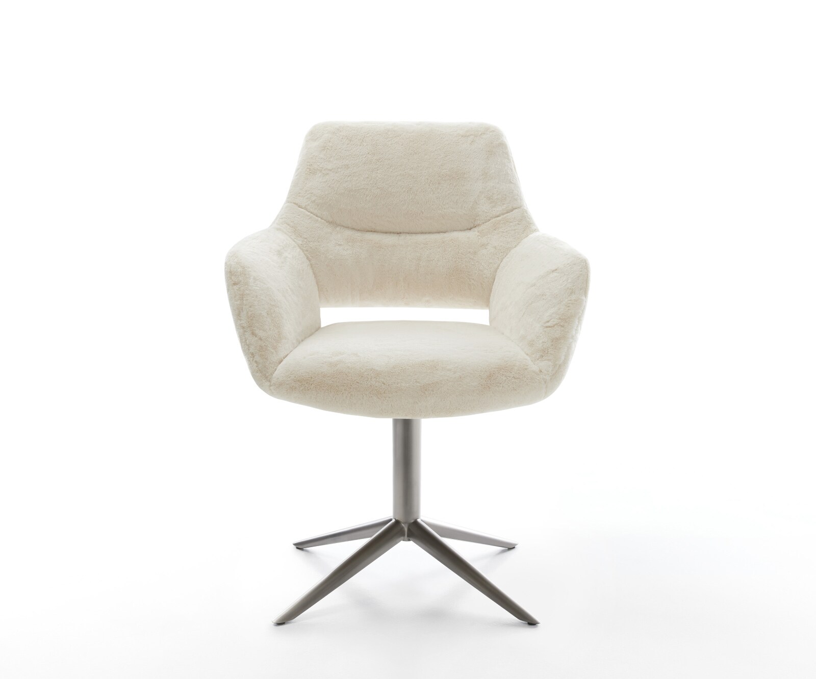 Draaistoel Yago-Flex met armleuning pluchen crème-wit kruispoot grafiet 360° draaibaar rocker-functie pocketveer kern 2