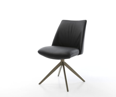 Draaistoel Elso-Flex echt leer zwart kruisframe breed afwerking met titanium 360° draaibaar rocker-functie pocketveer kern
