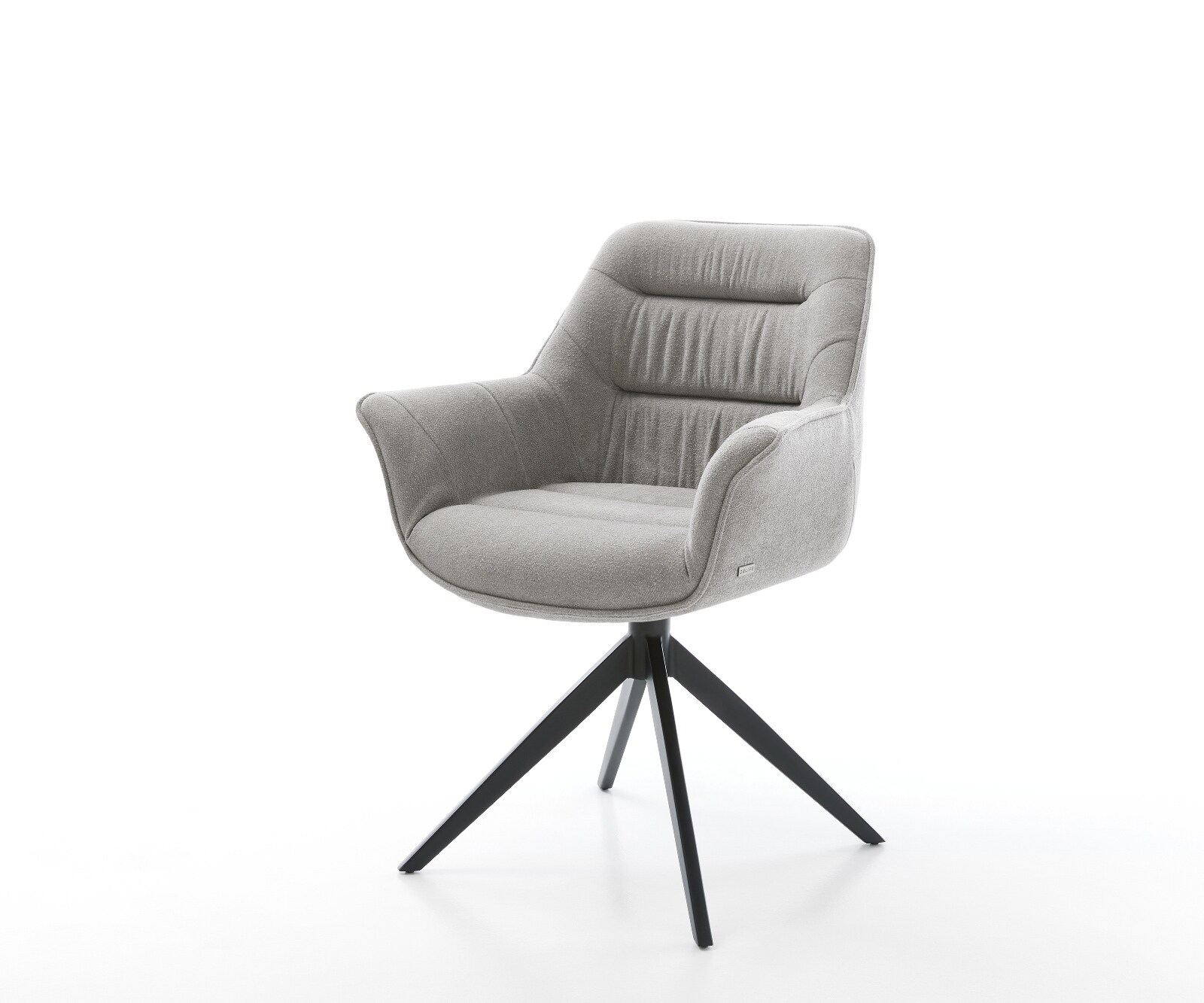 Draaistoel Kaira-Flex zachte stof met structuur grijs kruisframe breed zwart 360° draaibaar rocker-functie