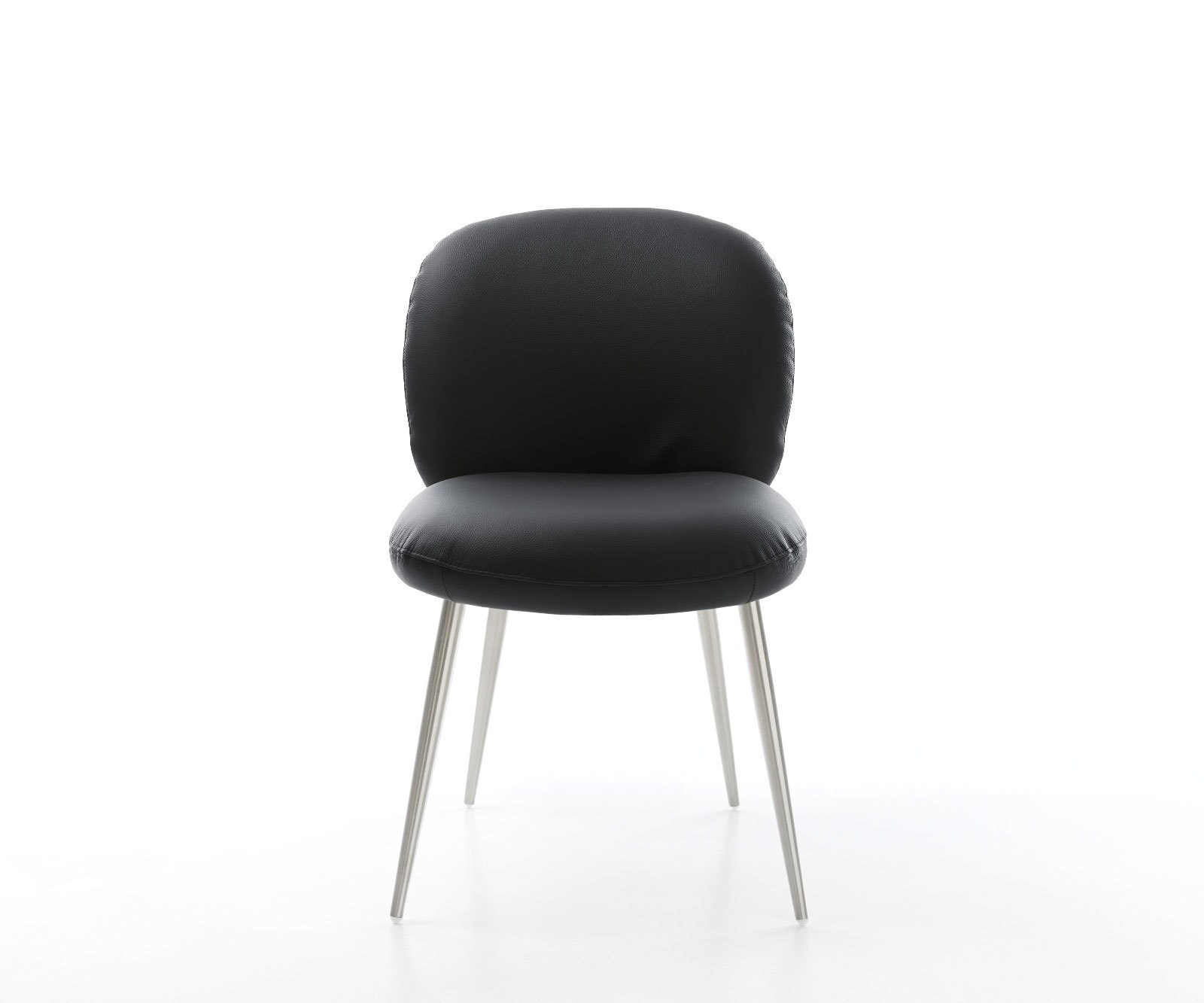Eetkamerstoel Nube-Flex echt leer zwart 4-poot conisch roestvrij staal pocketveer kern 1 Eetkamerstoel Nube-Flex echt leer zwart 4-poot conisch roestvrij staal pocketveer kern 1