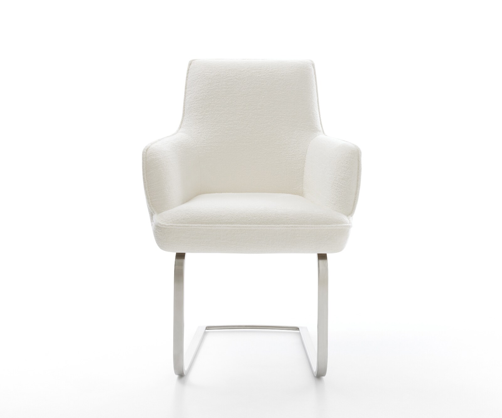 Sledemodel Heira-Flex met armleuning bouclé zacht beige sledemodel vlak roestvrij staal pocketveer kern 2