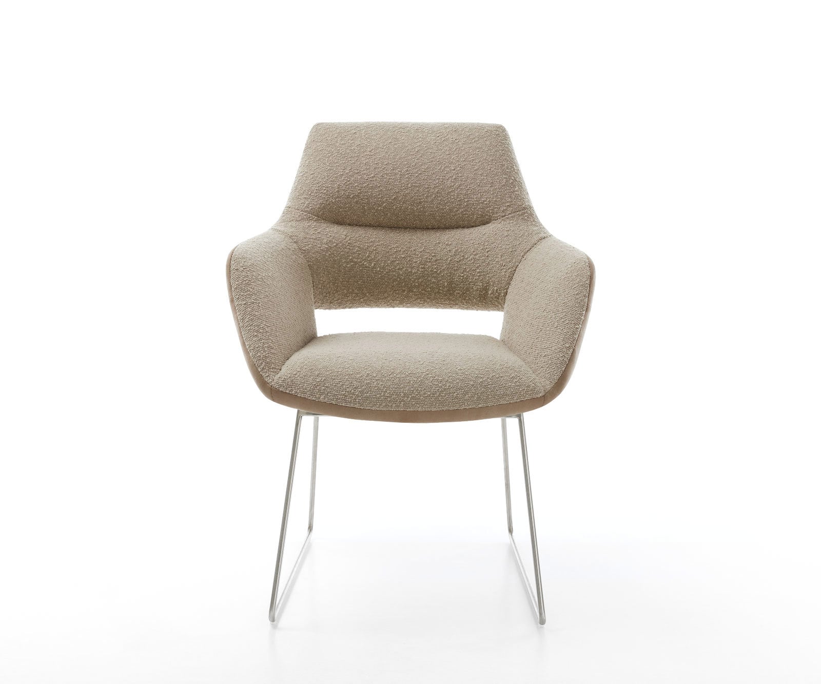 Eetkamerstoel Yago-Flex met armleuning materiaalmix mud slipframe roestvrij staal pocketveer kern 1 Eetkamerstoel Yago-Flex met armleuning materiaalmix mud slipframe roestvrij staal pocketveer kern 1