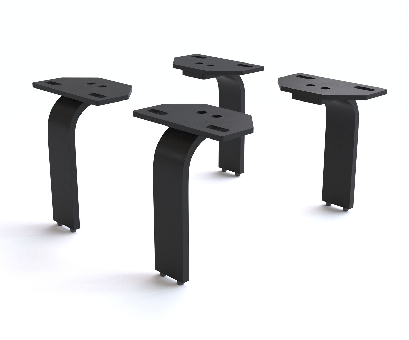 Poot L-vormig 15 cm metaal zwart voor alle soorten meubels (set van 4)