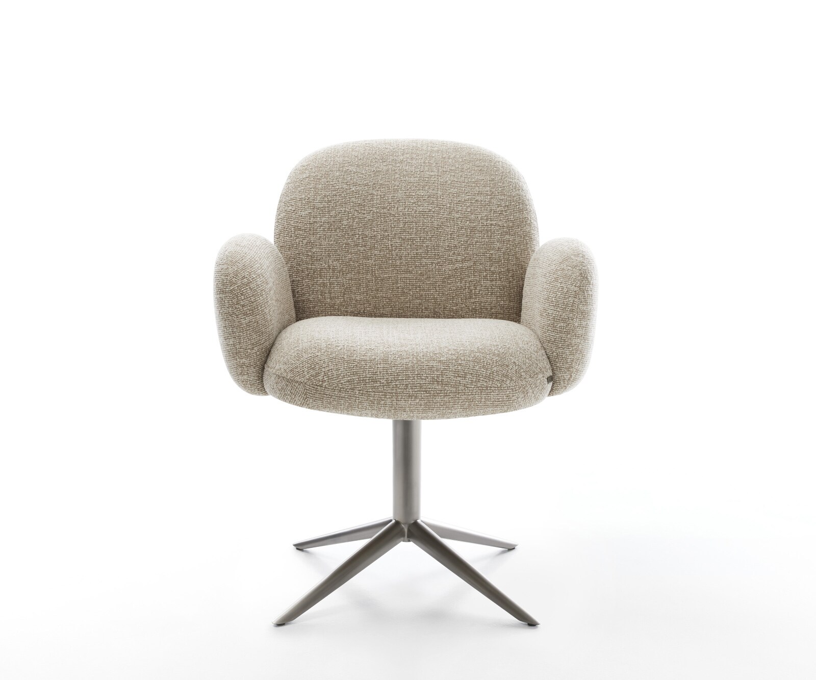 Draaistoel Nube-Flex met armleuning geweven stof beige kruispoot grafiet 360° draaibaar rocker-functie pocketveer kern 2