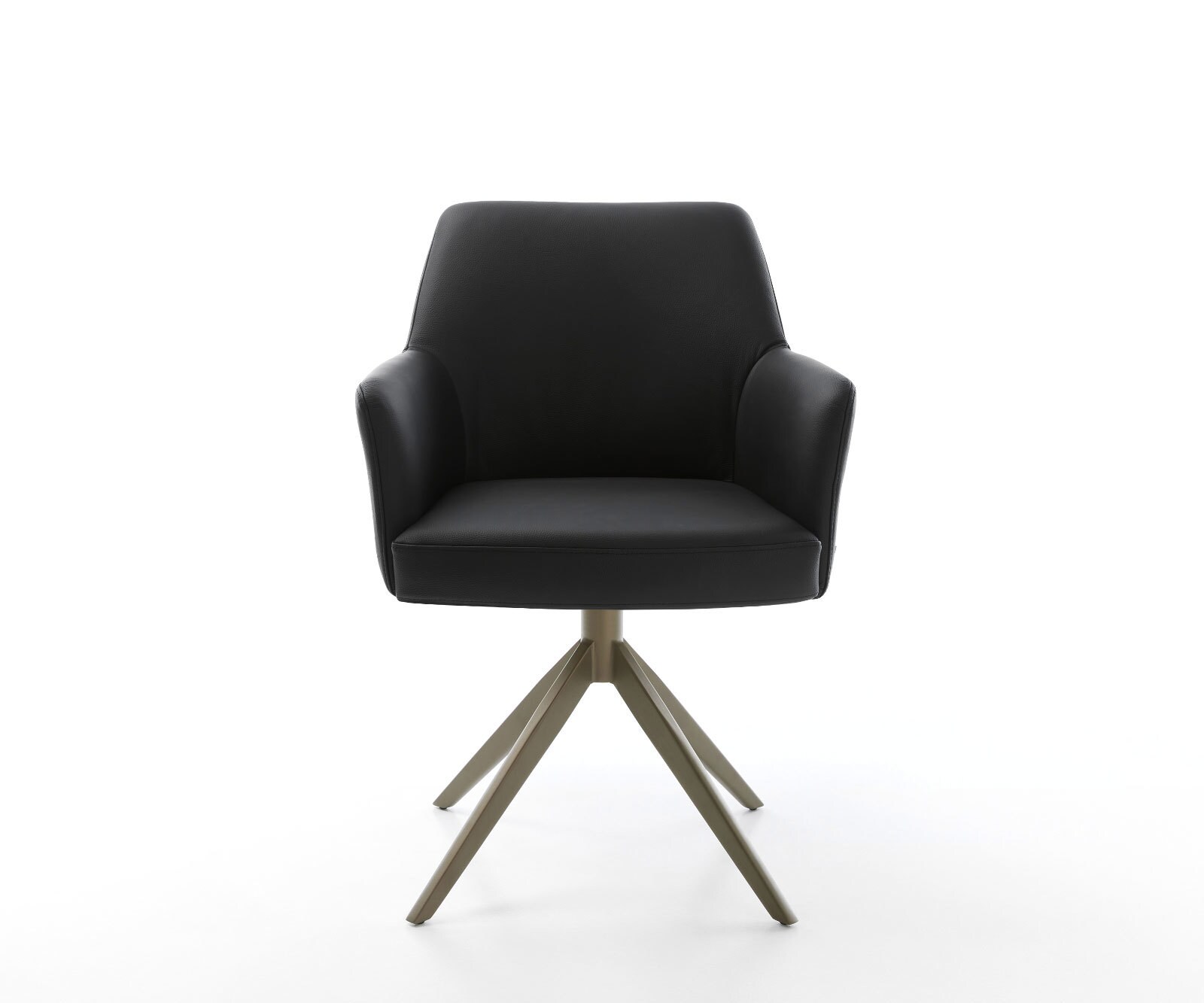Draaistoel Xana-Flex met armleuning echt leer zwart kruisframe breed afwerking met titanium 360° draaibaar rocker-functie pocketveer kern 1