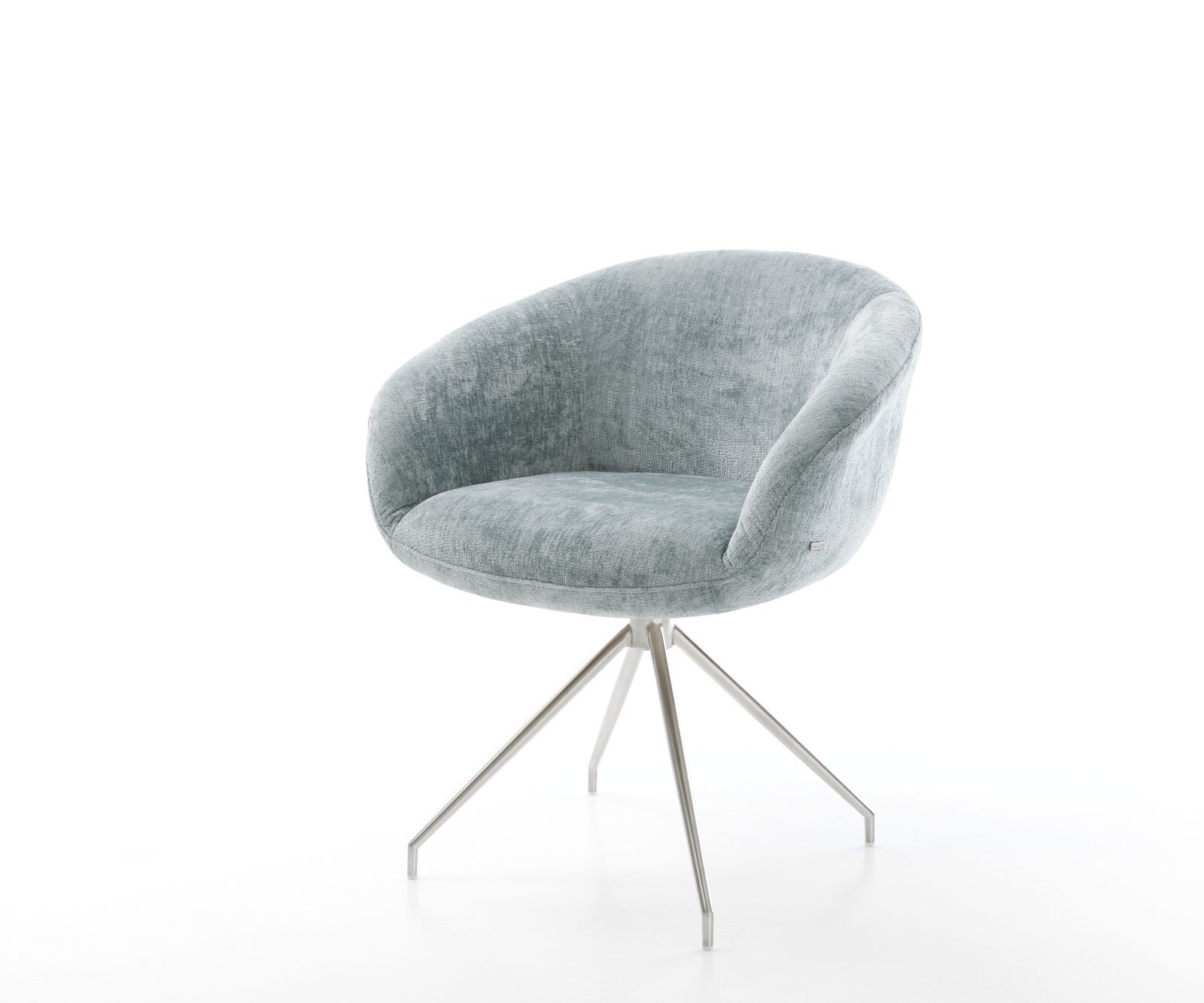 Draaistoel Vinka-Flex met armleuning chenille pastelblauw kruisframe conisch roestvrij staal 180° draaibaar pocketveer kern Draaistoel Vinka-Flex met armleuning chenille pastelblauw kruisframe conisch roestvrij staal 180° draaibaar pocketveer kern