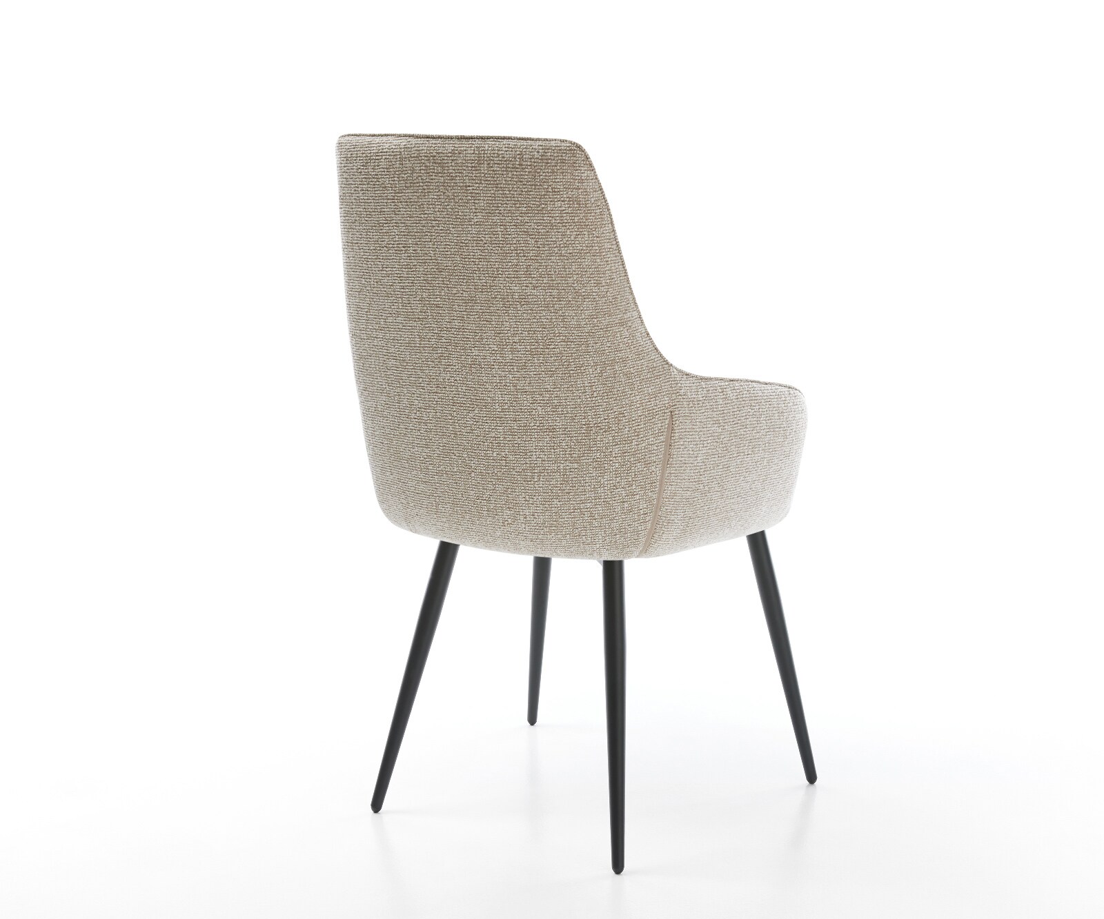 Eetkamerstoel Zelia-Flex met armleuning geweven stof beige 4-poot conisch zwart pocketveer kern 4