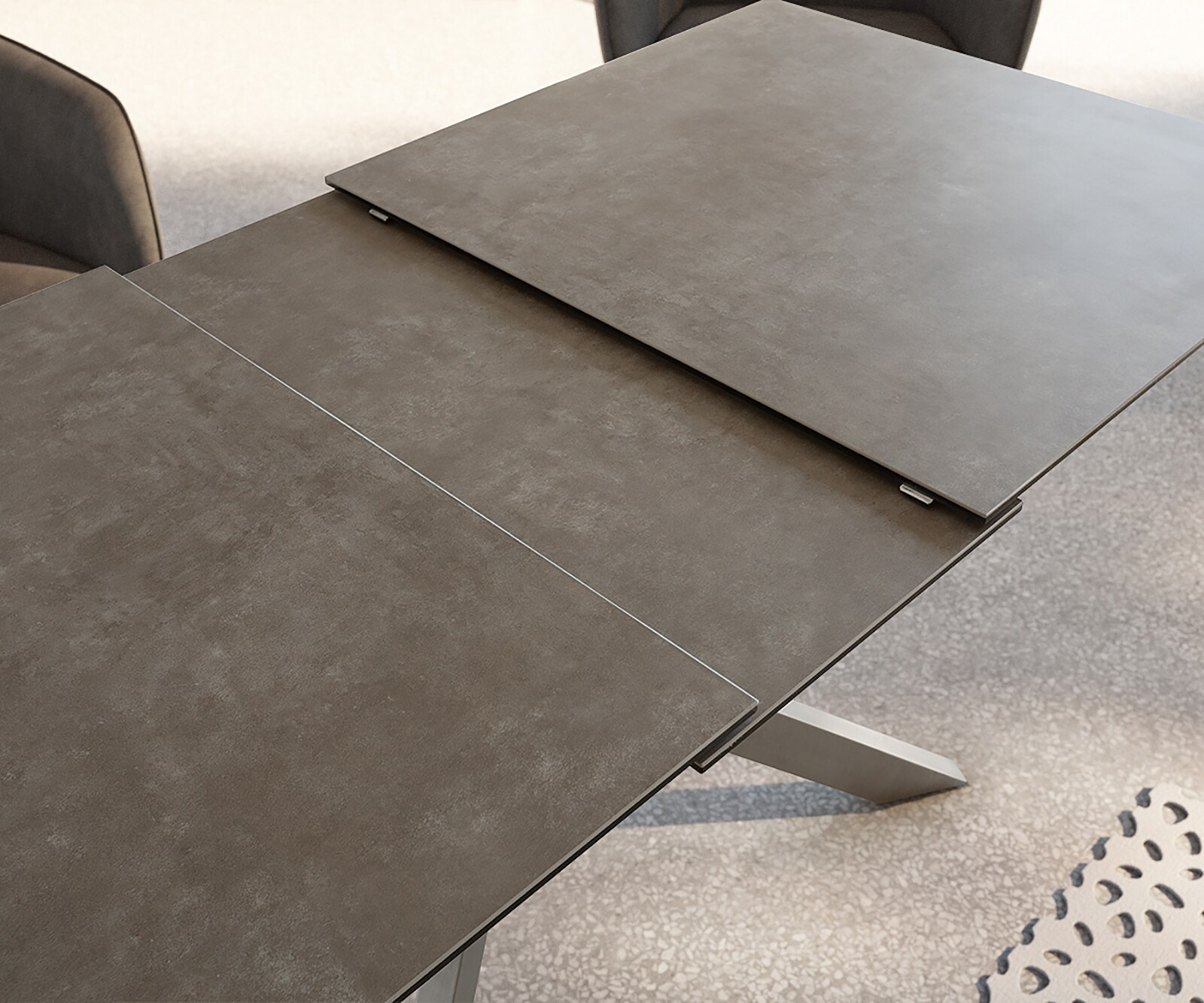 Eettafel Daven 160/200x90 cm keramisch bruin metaal uitschuifbaar 2