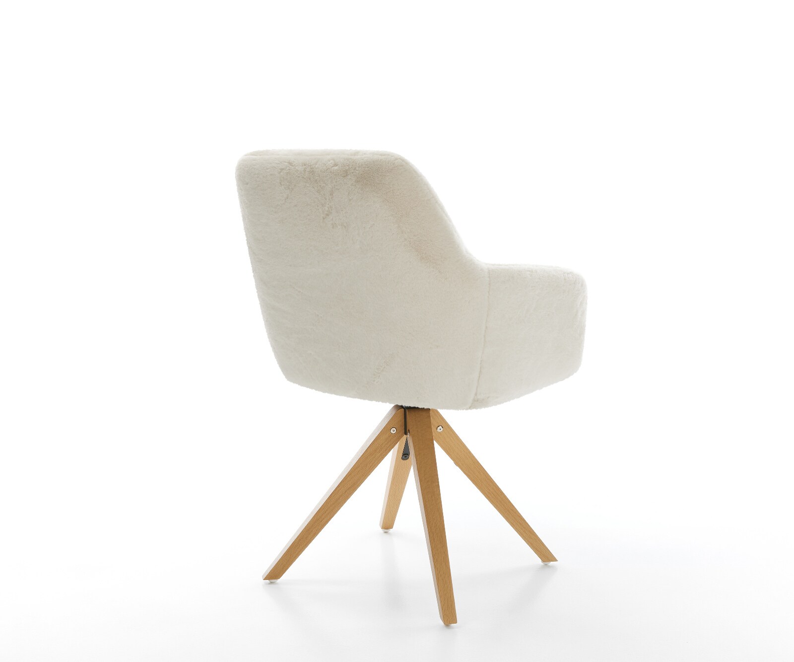Draaistoel Pejo-Flex pluchen crème-wit houten frame hoekig natuur 360° draaibaar pocketveer kern 5