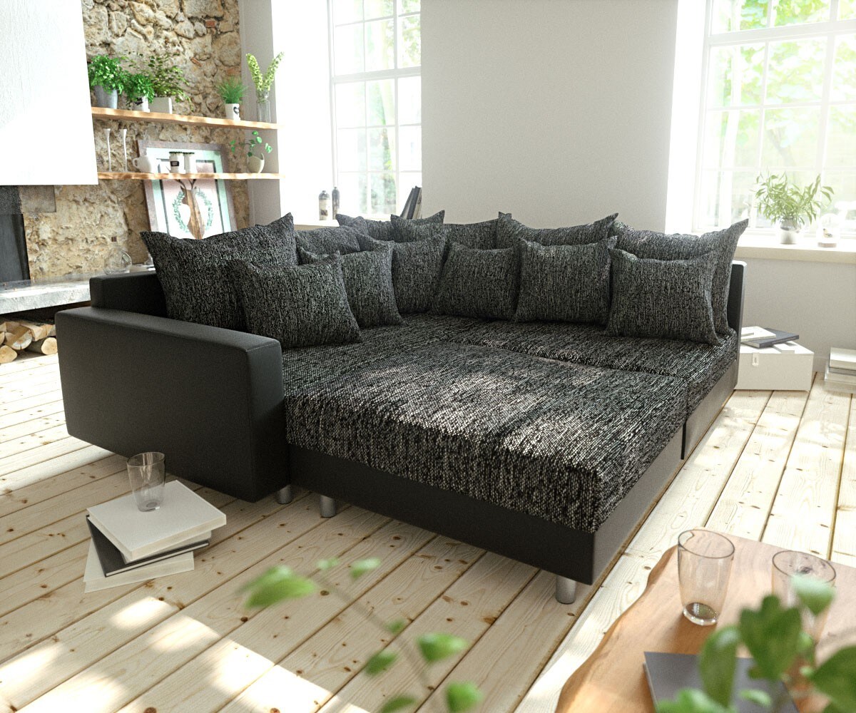 Hoekbank Clovis zwart modulair armleuning ottomane links 1