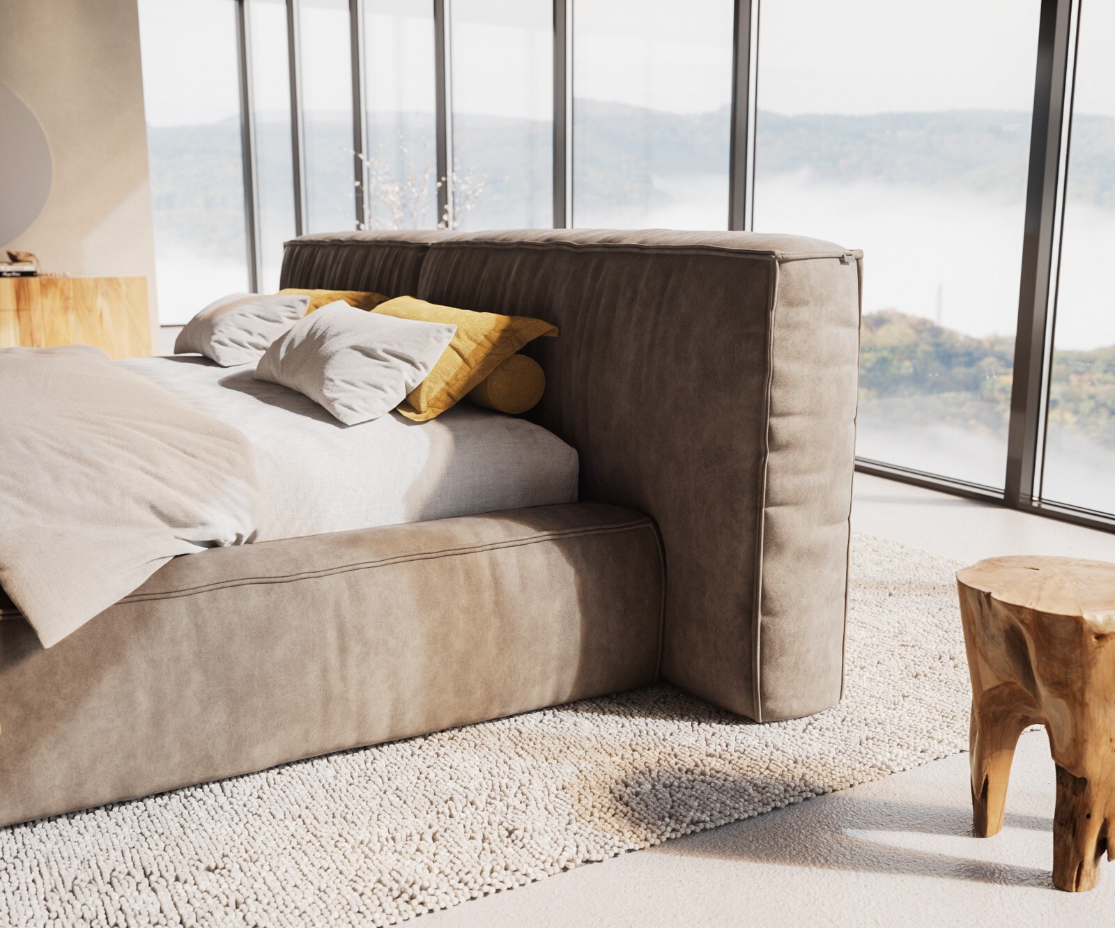 Gestoffeerd-bedframe Coperti  180x200 cm microvezel taupe vintage 4