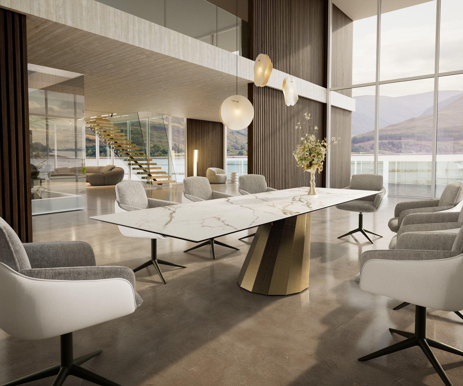 Eettafel Edge 300x100 keramiek  Calacatta Luxe wit-goud-grijs Parabel metaal goud 6 Eettafel Edge 300x100 keramiek  Calacatta Luxe wit-goud-grijs Parabel metaal goud 6