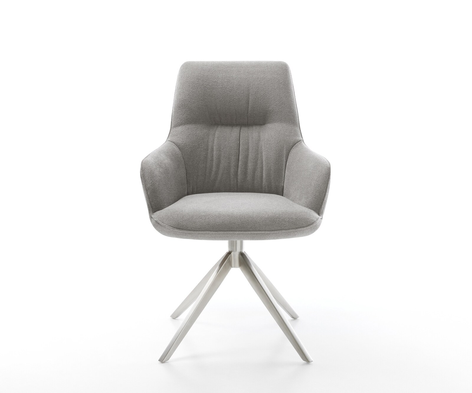 Draaistoel Zelia-Flex met armleuning zachte stof met structuur grijs kruisframe breed roestvrij staal 360° draaibaar rocker-functie pocketveer kern 1