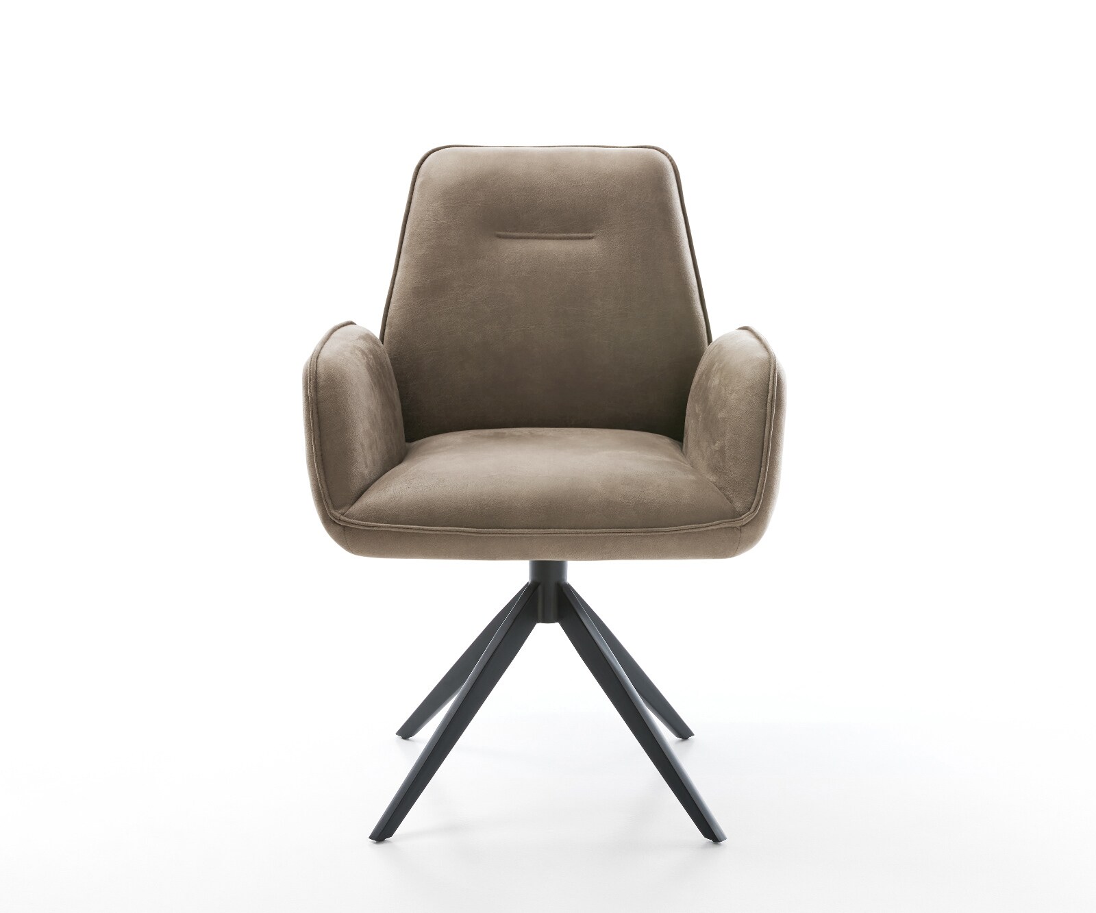 Draaistoel Zoa-Flex microvelours taupe vintage kruisframe breed zwart 360° draaibaar rocker-functie pocketveer kern 2