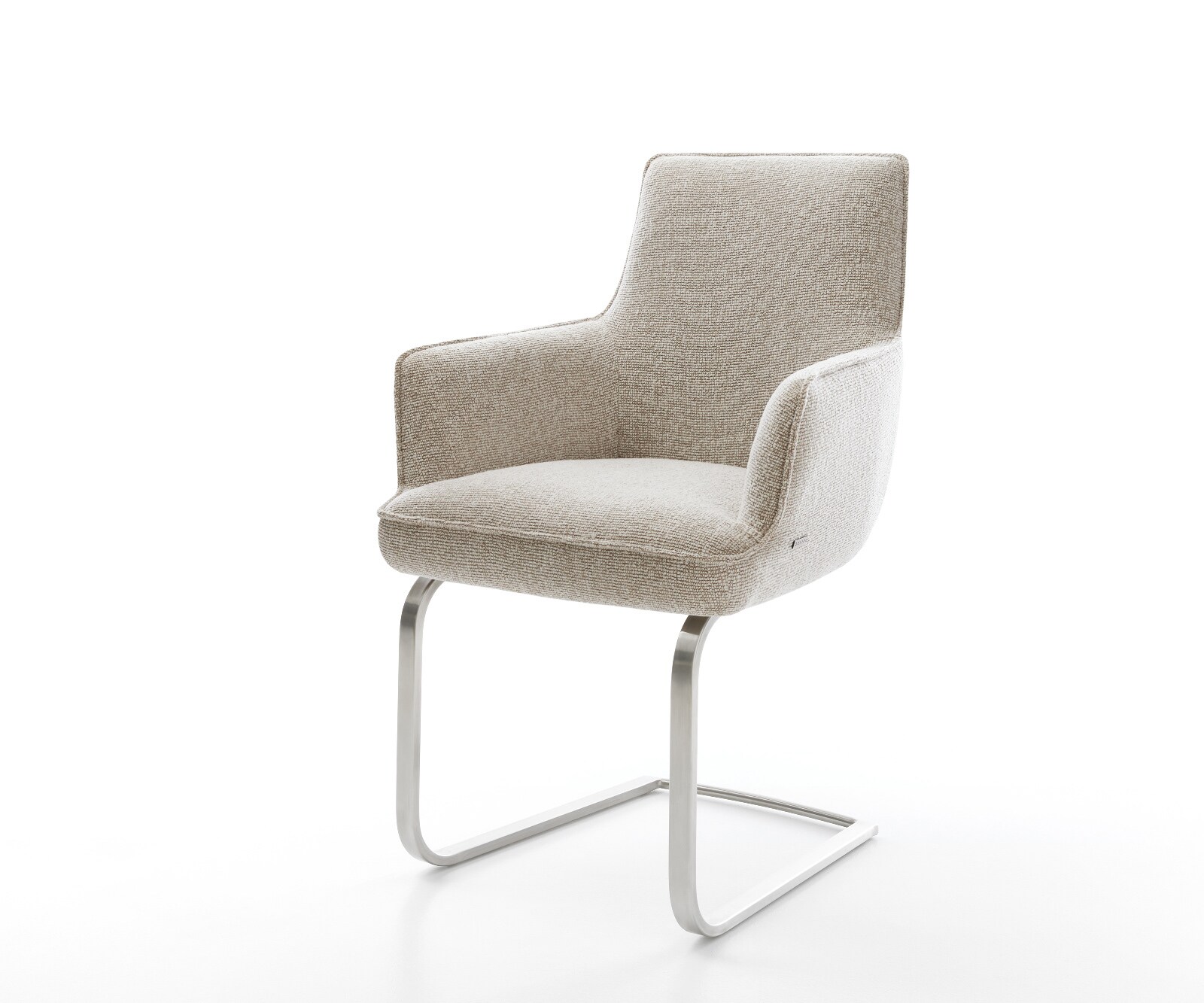 Sledemodel Heira-Flex met armleuning geweven stof beige sledemodel vlak roestvrij staal pocketveer kern 1