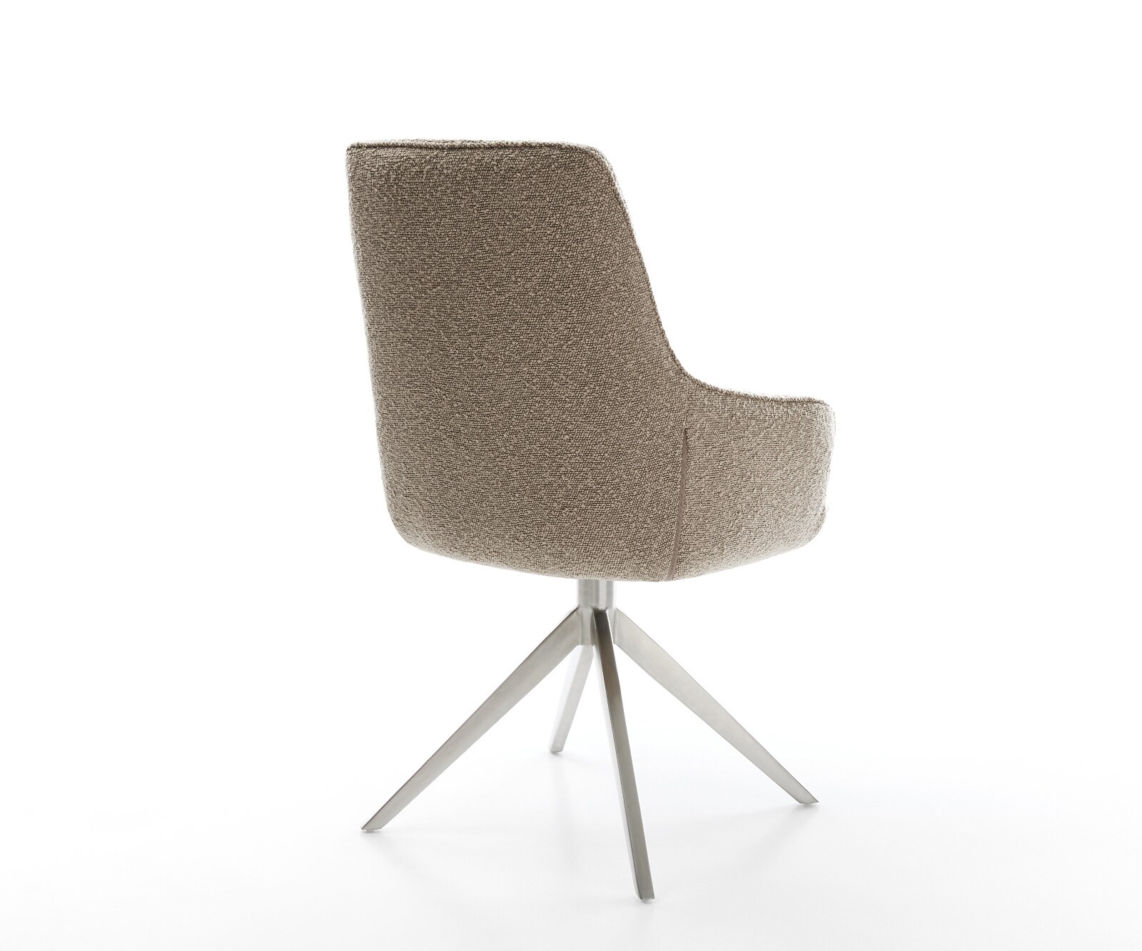 Draaistoel Zelia-Flex met armleuning bouclé mud kruisframe breed roestvrij staal 360° draaibaar rocker-functie pocketveer kern 5