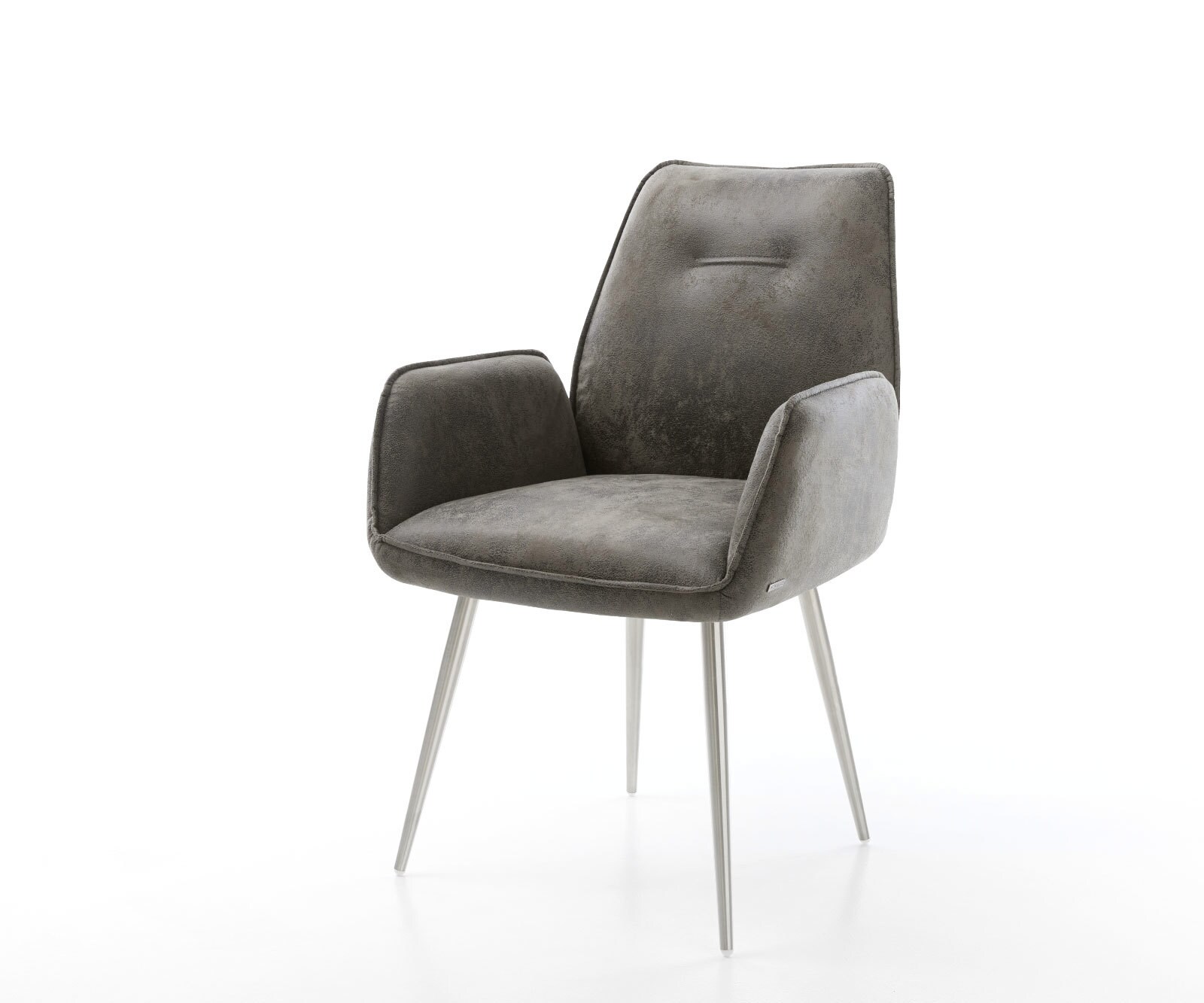 Eetkamerstoel Zoa-Flex microvelours grijs antiek 4-poot conisch roestvrij staal pocketveer kern Eetkamerstoel Zoa-Flex microvelours grijs antiek 4-poot conisch roestvrij staal pocketveer kern