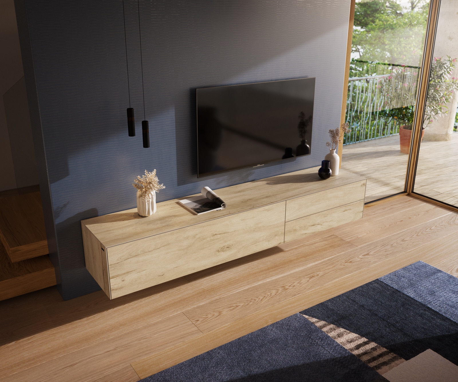 Tv-meubel Cuor 220 cm Keramiek Laminam® Sabbia Eiken gekleurd 1 Flap 2 Laden Zwevend 4 Tv-meubel Cuor 220 cm Keramiek Laminam® Sabbia Eiken gekleurd 1 Flap 2 Laden Zwevend 4