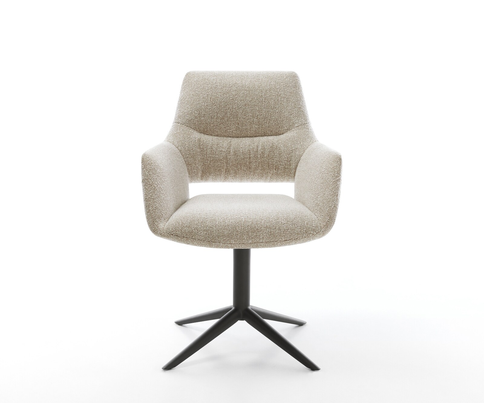 Draaistoel Yago-Flex met armleuning geweven stof beige kruispoot zwart 360° draaibaar rocker-functie pocketveer kern 2