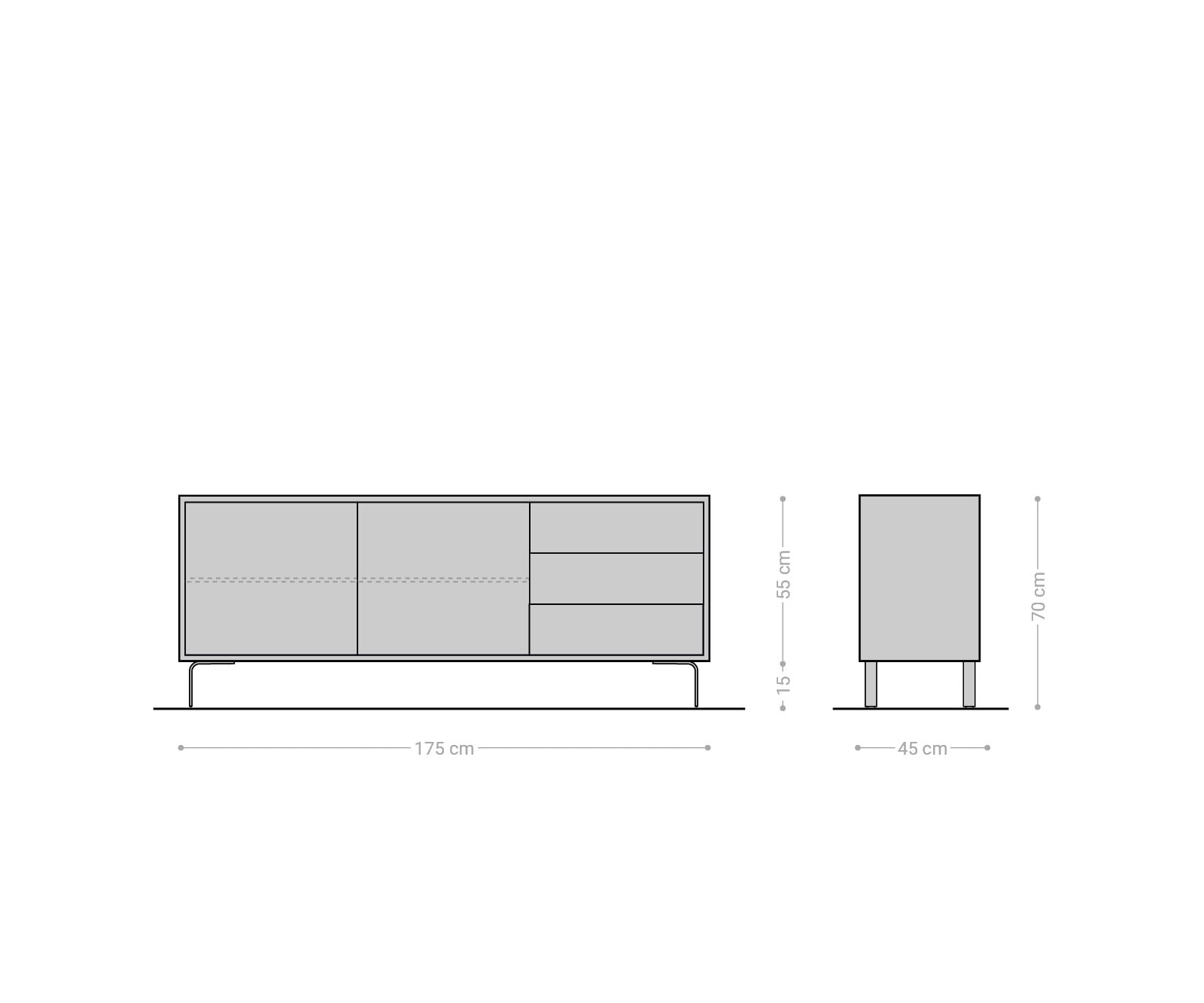 Dressoir Fevo 175 cm acacia natuur 2 deuren 3 laden L-poot 5 Dressoir Fevo 175 cm acacia natuur 2 deuren 3 laden L-poot 5