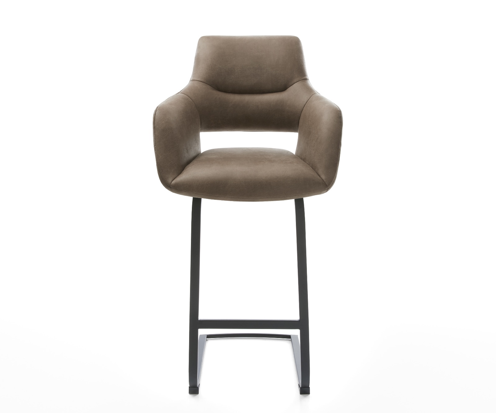 Barstoel Yago-Flex Microvezel Taupe Vintage Vrijkantelframe plat metaal Zwart Pocketvering 1
