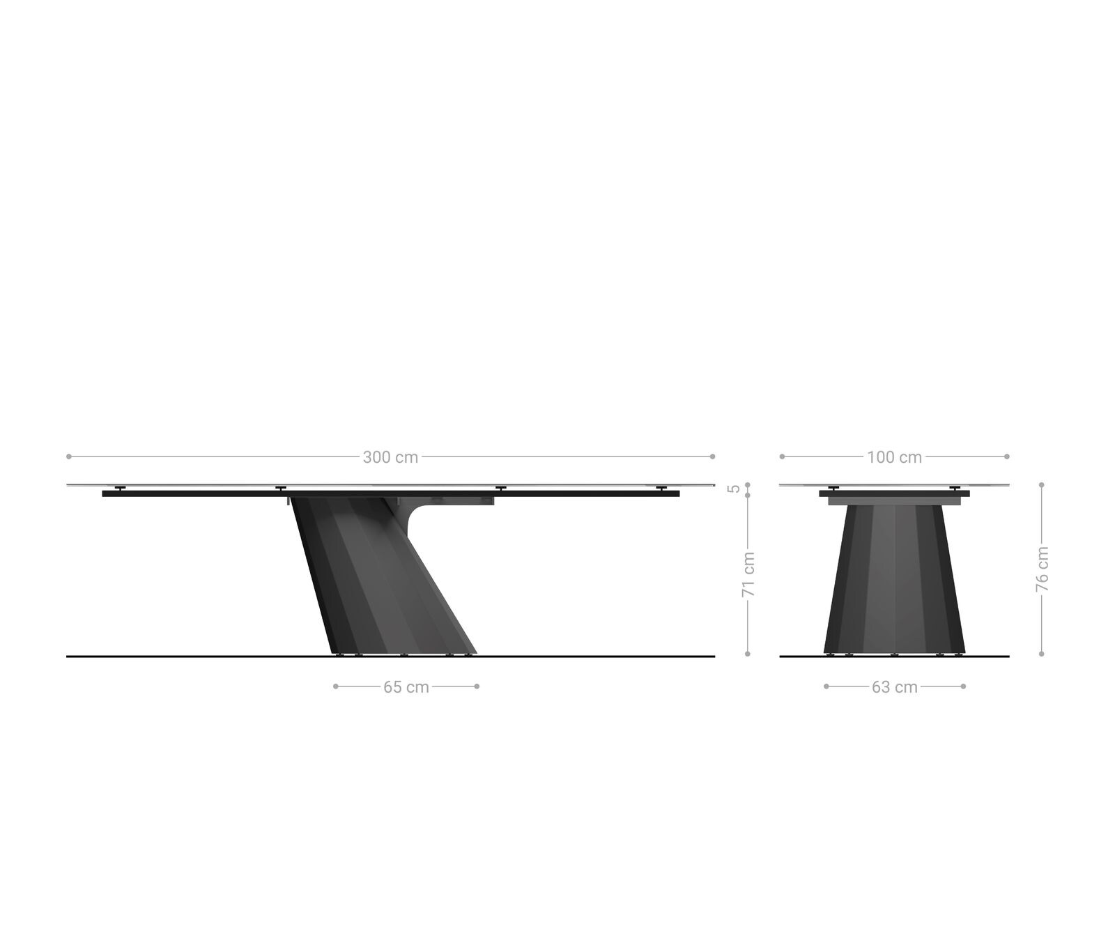 Eettafel Edge 300x100 keramiek  Laminam® Emperador Extra Lucidato donkerbruin Parabel metaal goud 8