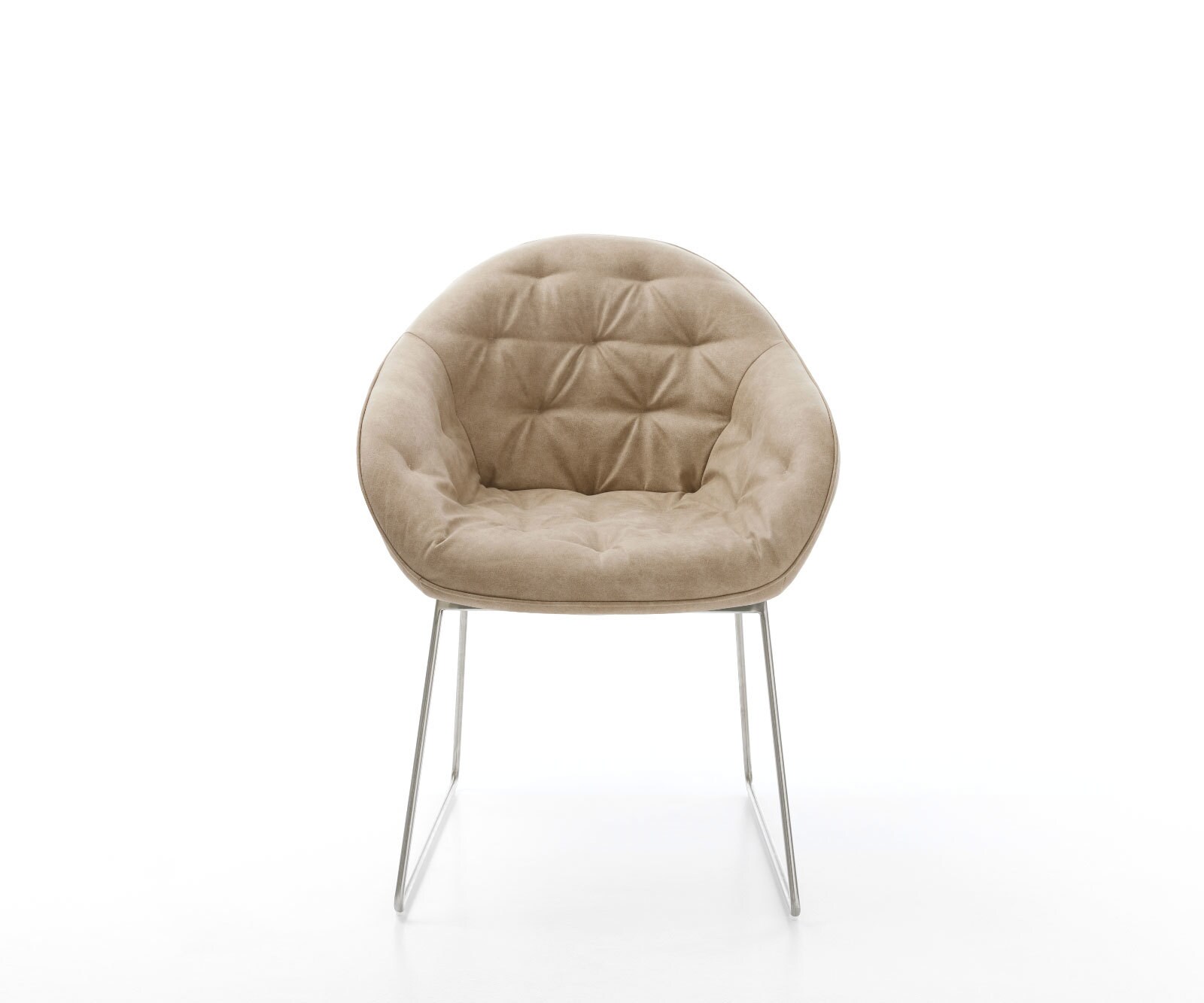Eetkamerstoel Gaio-Flex microvelours beige vintage slipframe roestvrij staal 1