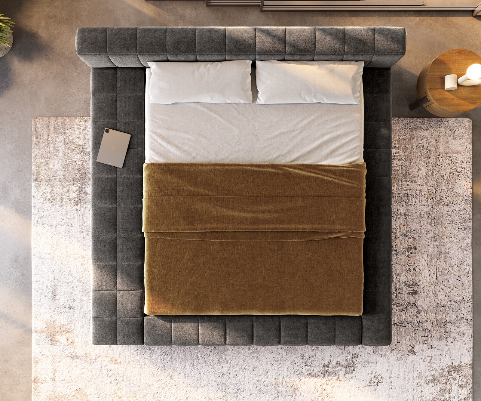 Gestoffeerd bedframe Espazio 180x200 cm bouclé Soft Mud 5