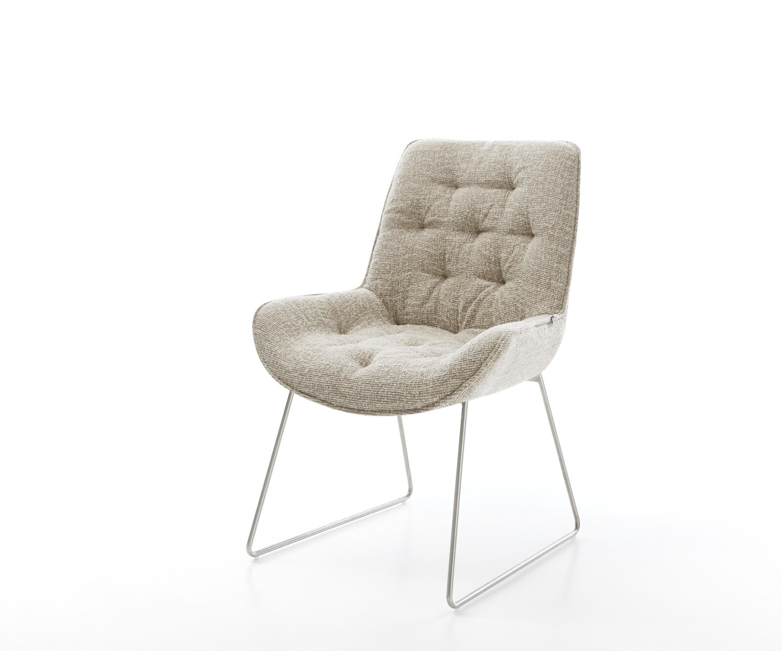 Eetkamerstoel Taimi-Flex geweven stof beige slipframe roestvrij staal