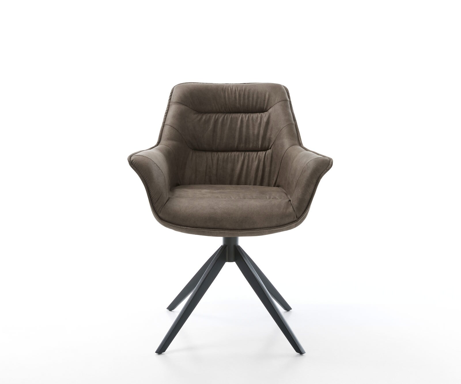 Eetkamerstoel Kaira-Flex microvelours taupe vintage kruisframe breed zwart 2