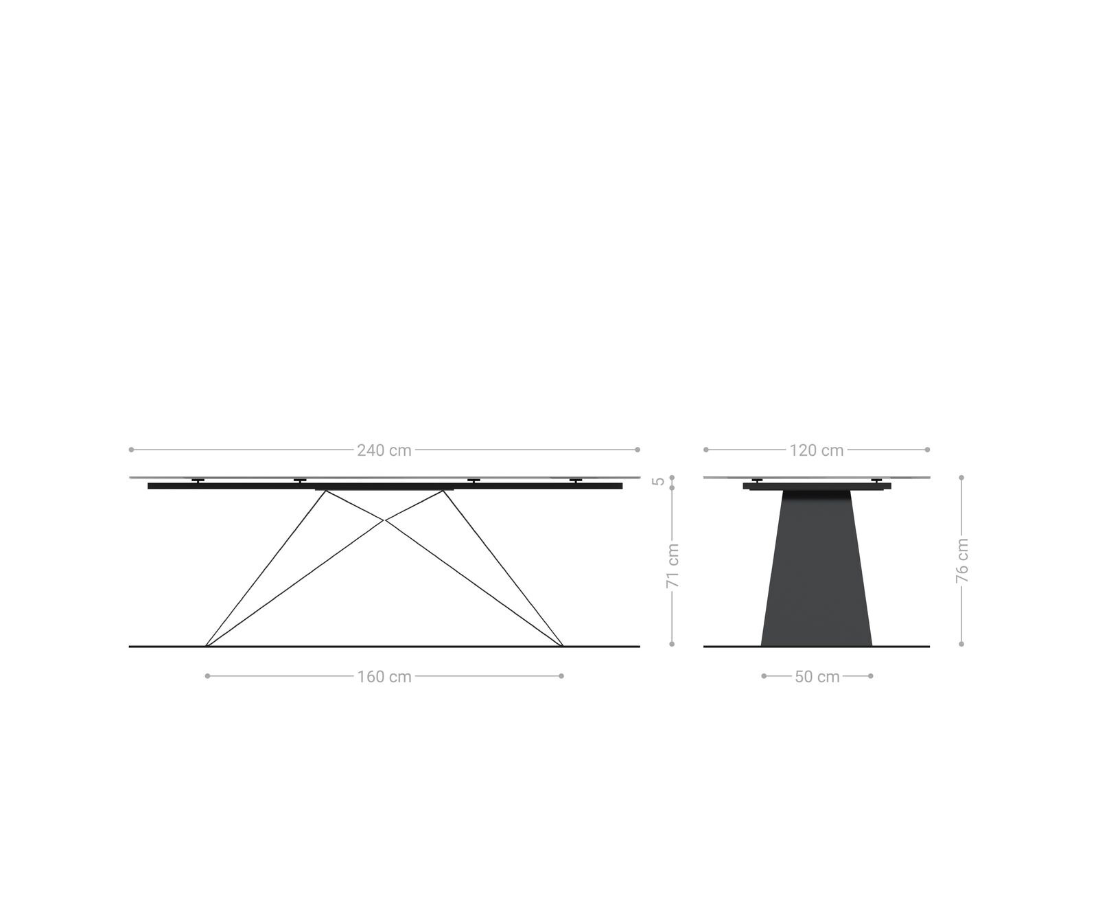 Eettafel Edge Oval 240x120 keramiek Iris FMG Onice Oro V-frame plat staal zwart 6 Eettafel Edge Oval 240x120 keramiek Iris FMG Onice Oro V-frame plat staal zwart 6