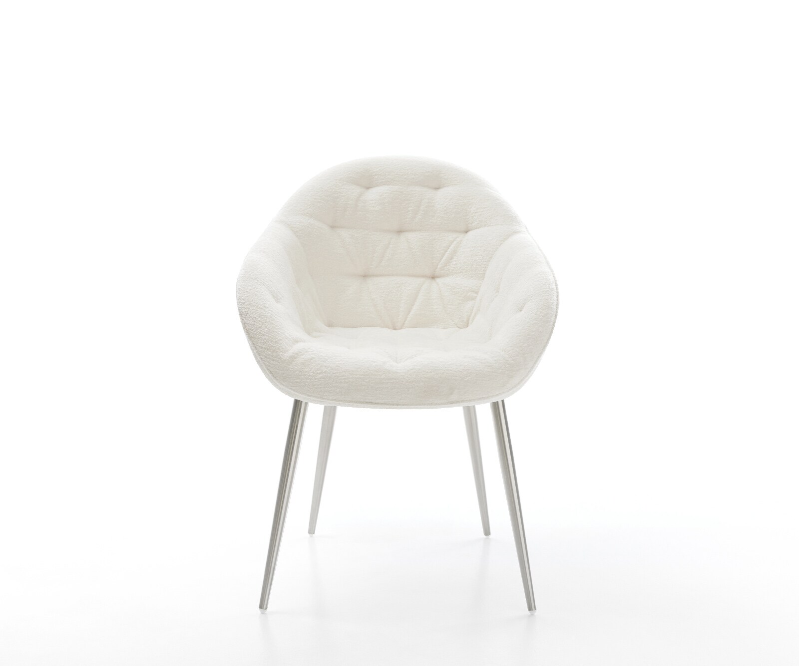 Eetkamerstoel Gaio-Flex bouclé zacht beige 4-poot conisch roestvrij staal 1 Eetkamerstoel Gaio-Flex bouclé zacht beige 4-poot conisch roestvrij staal 1