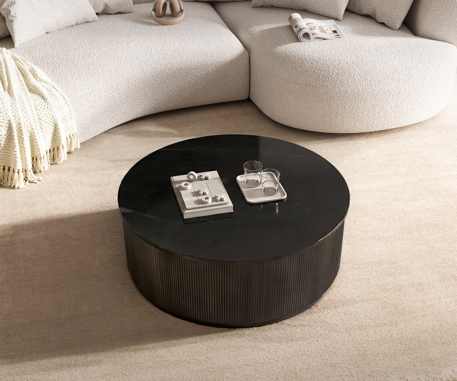 Salontafel Fiorano 90x90 cm marmer zwart zilver metaal Black Antique 1
