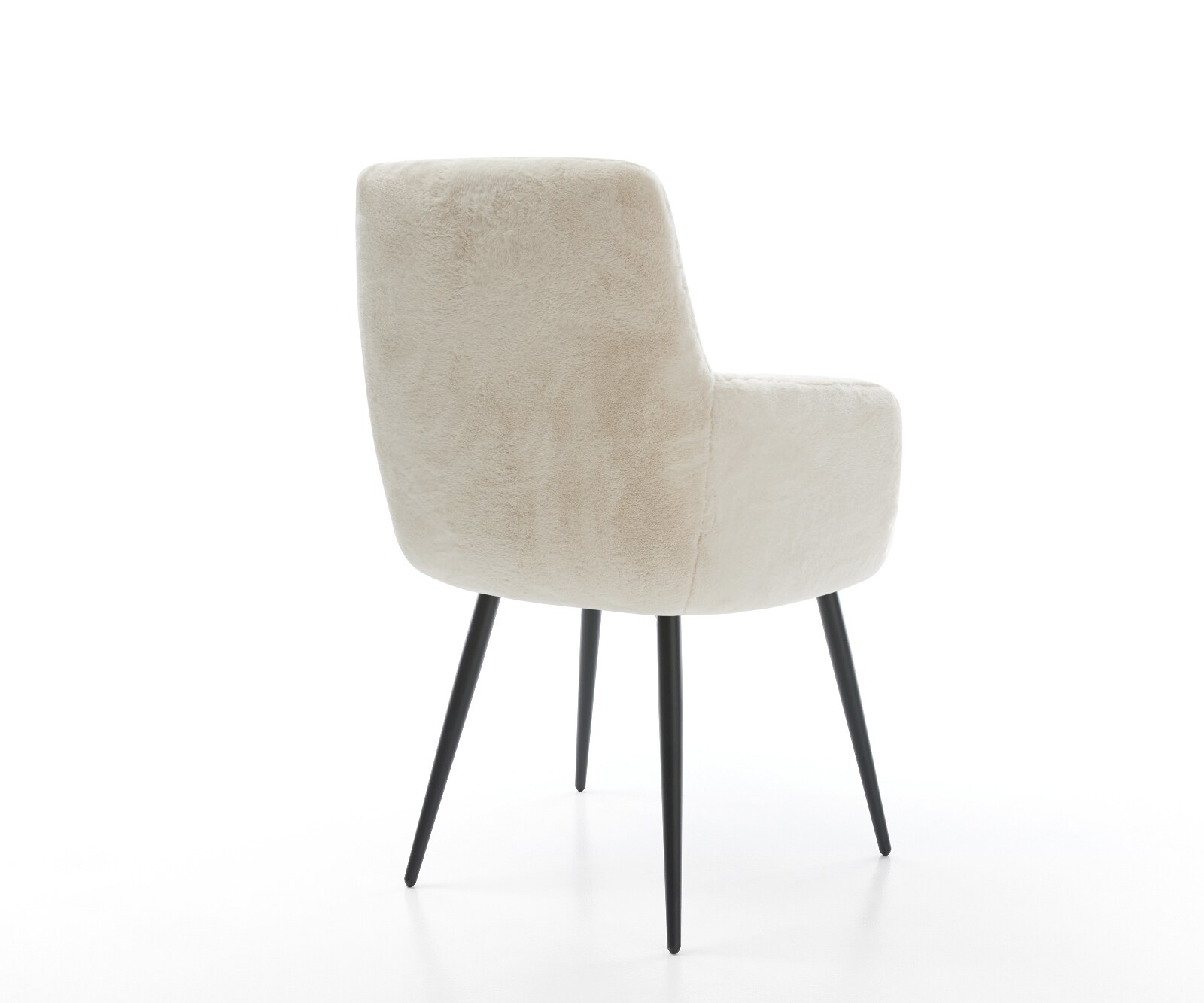 Eetkamerstoel Heira-Flex met armleuning pluchen crème-wit 4-poot conisch zwart pocketveer kern 5