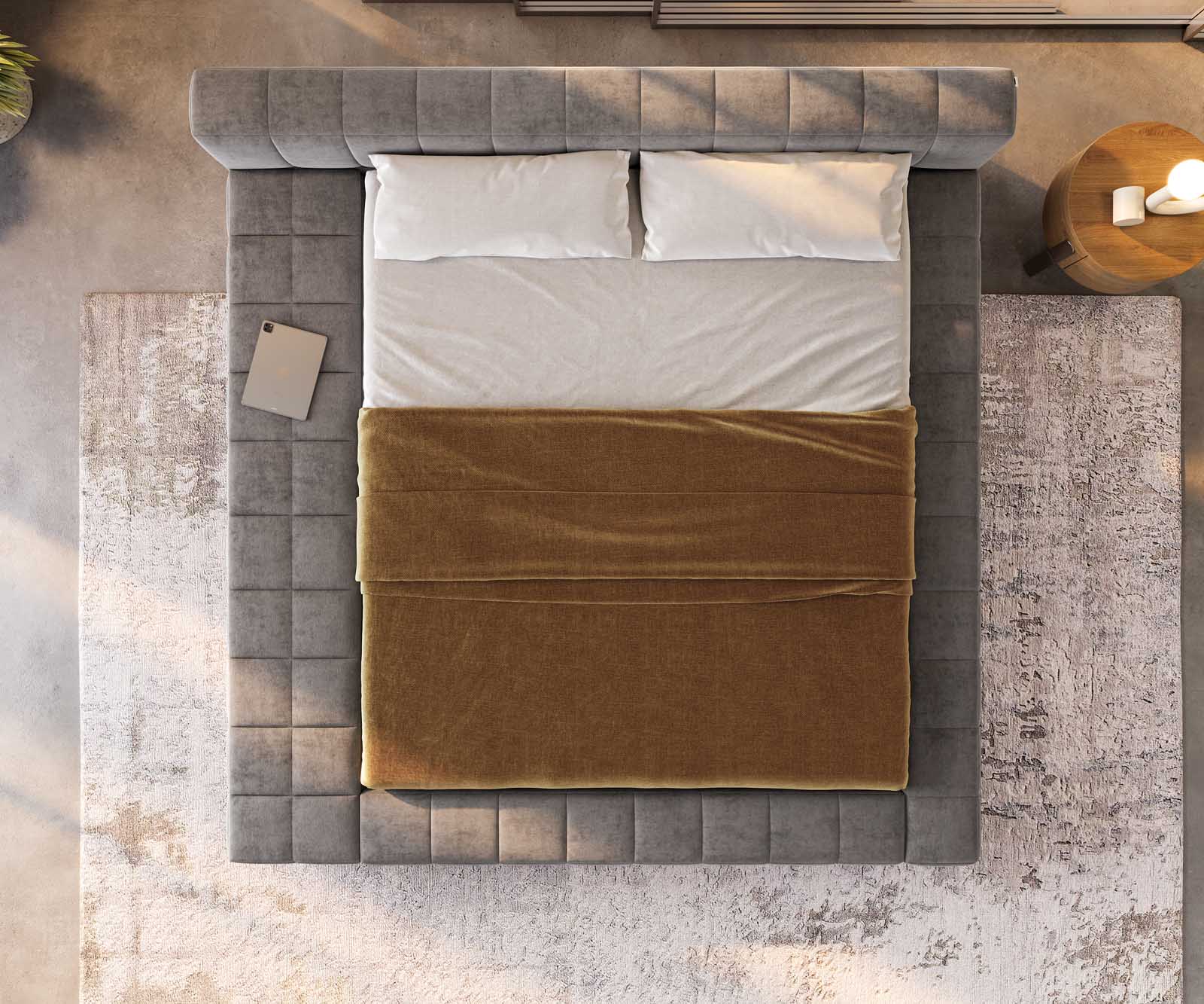 Bedframe Espazio 180x200 cm microvezel grijs met opbergruimte 4