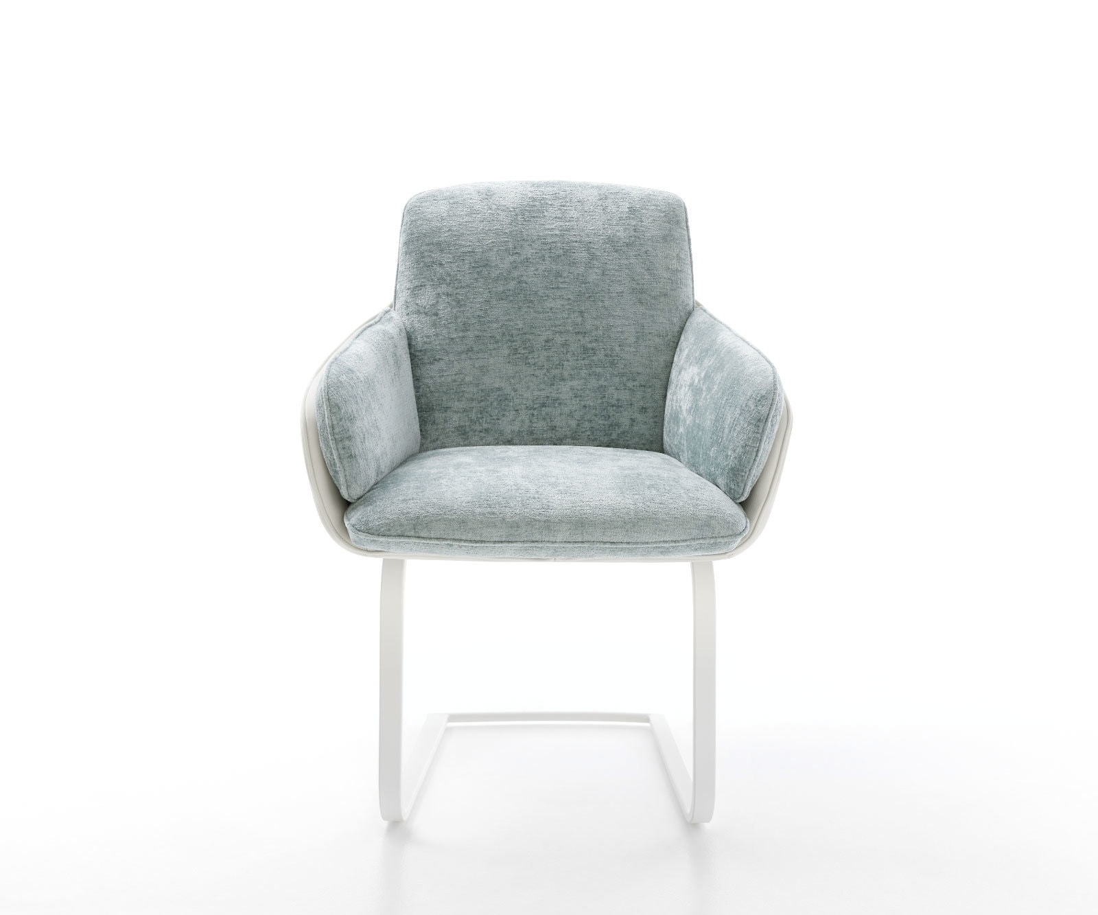 Sledemodel Luan-Flex met armleuning materiaalmix echt leer wit-pastelblauw sledemodel vlak wit 1 Sledemodel Luan-Flex met armleuning materiaalmix echt leer wit-pastelblauw sledemodel vlak wit 1