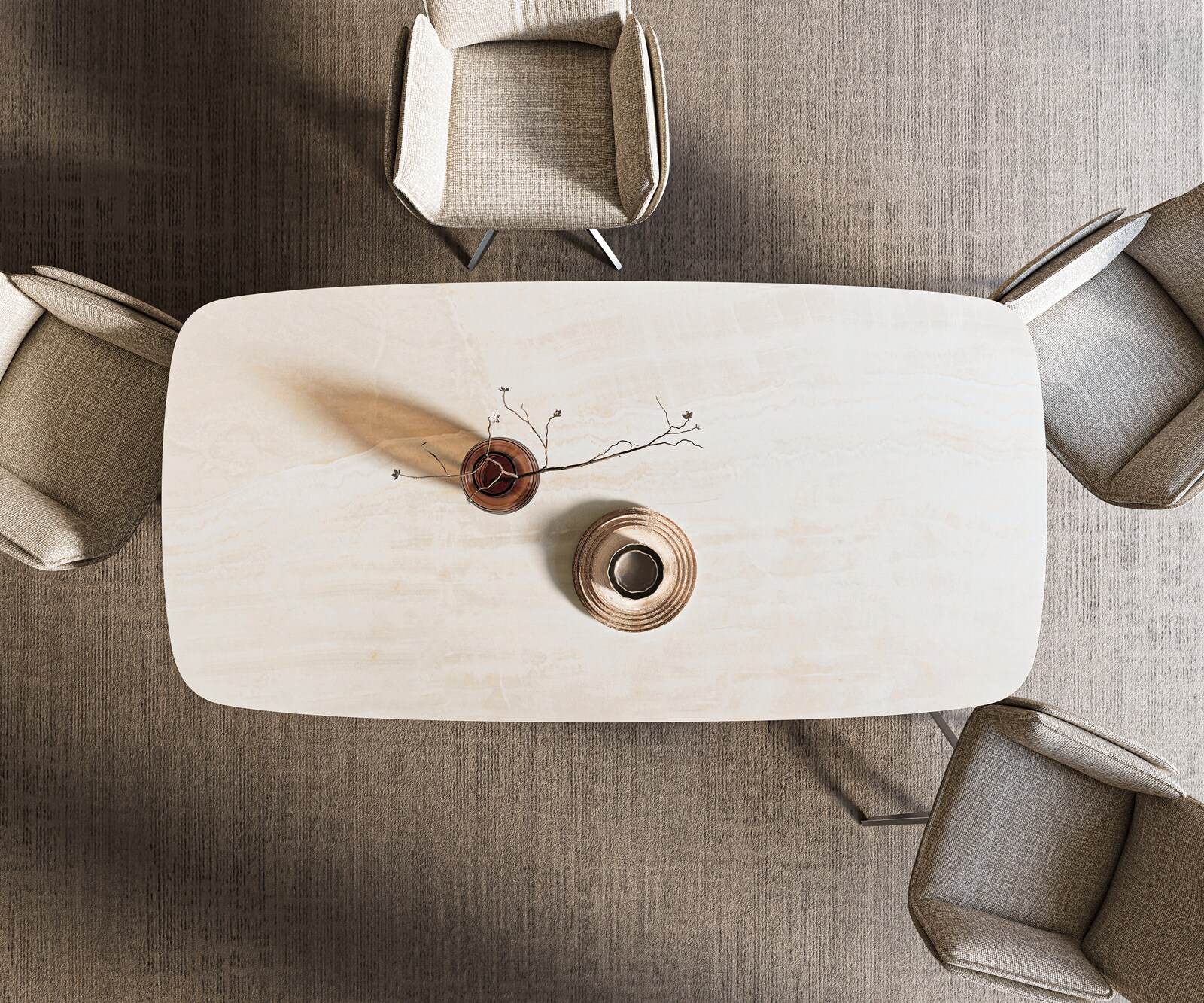 Eettafel Edge boot 200x100 cm keramiek Onyx Champagne roestvrij staal breed 6