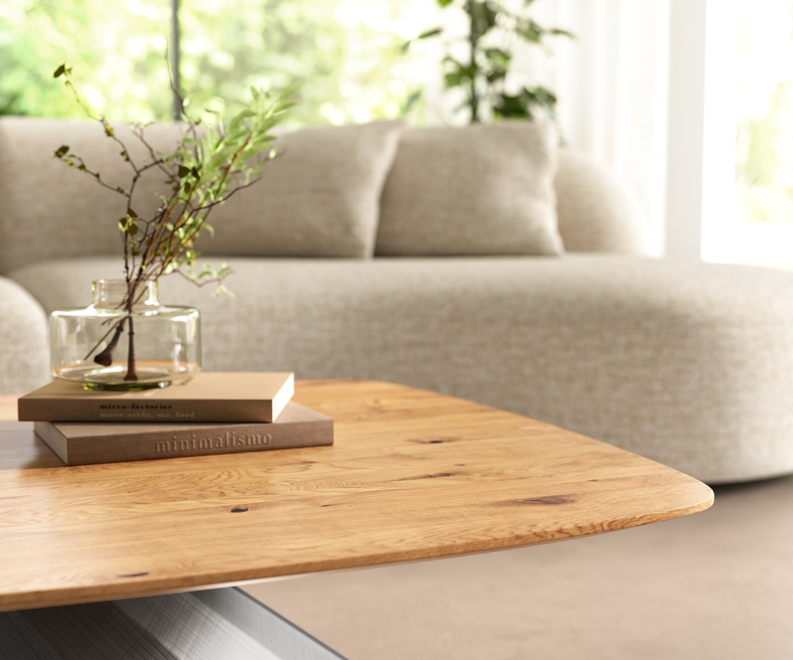 Salontafel Edge Boot 90x90 cm Eiken Naturel Zwitserse rand Parabi metallic zilver 4