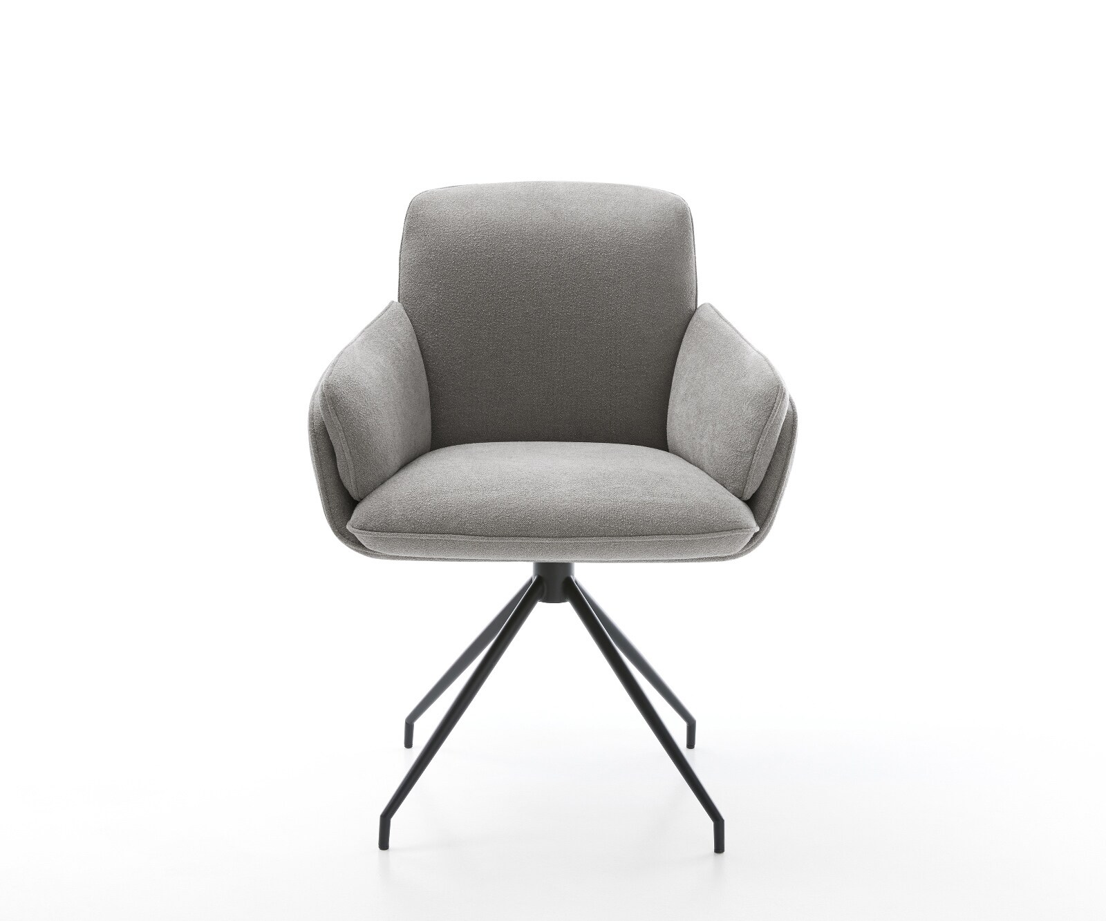 Eetkamerstoel Luan-Flex met armleuning zachte stof met structuur grijs kruisframe conisch zwart 2
