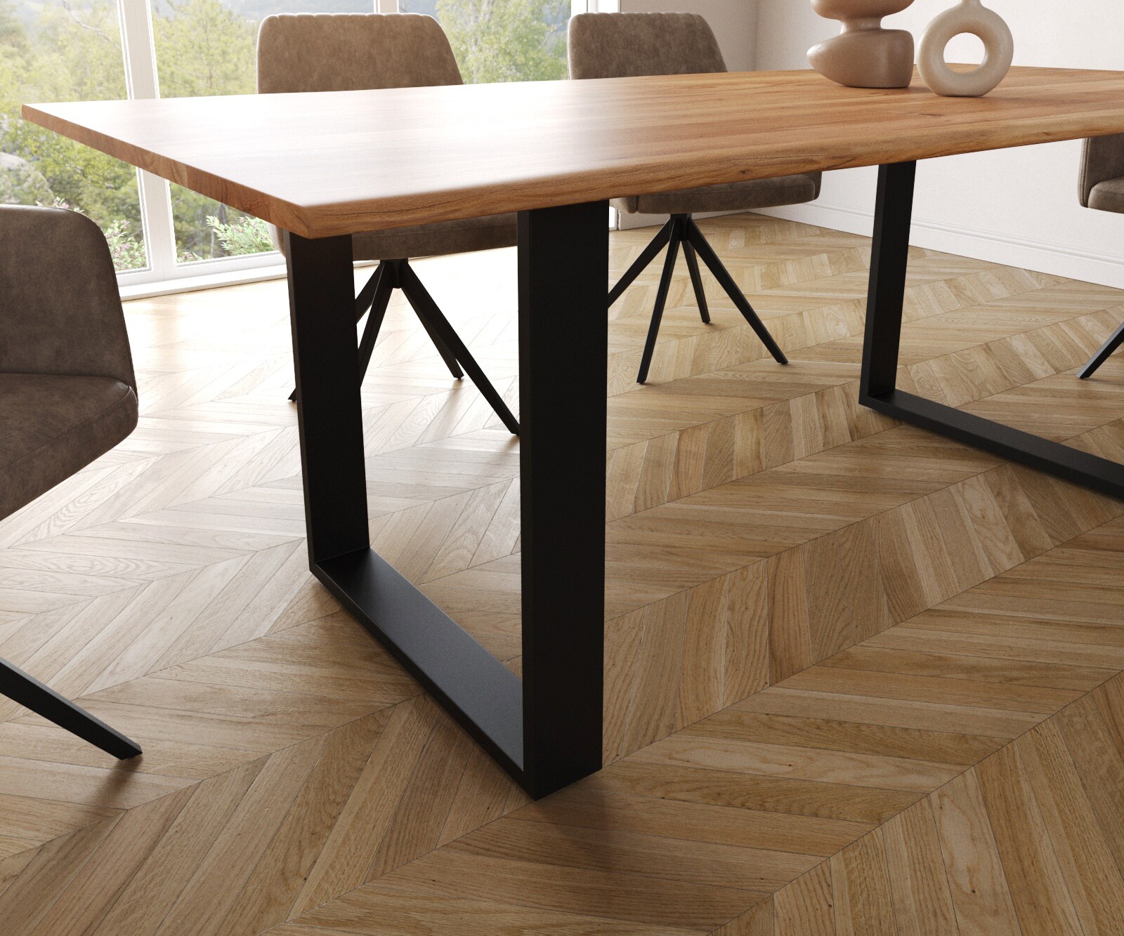 Eettafel Edge 200x100 S naturel acacia loper zwart Live-Edge 4 Eettafel Edge 200x100 S naturel acacia loper zwart Live-Edge 4